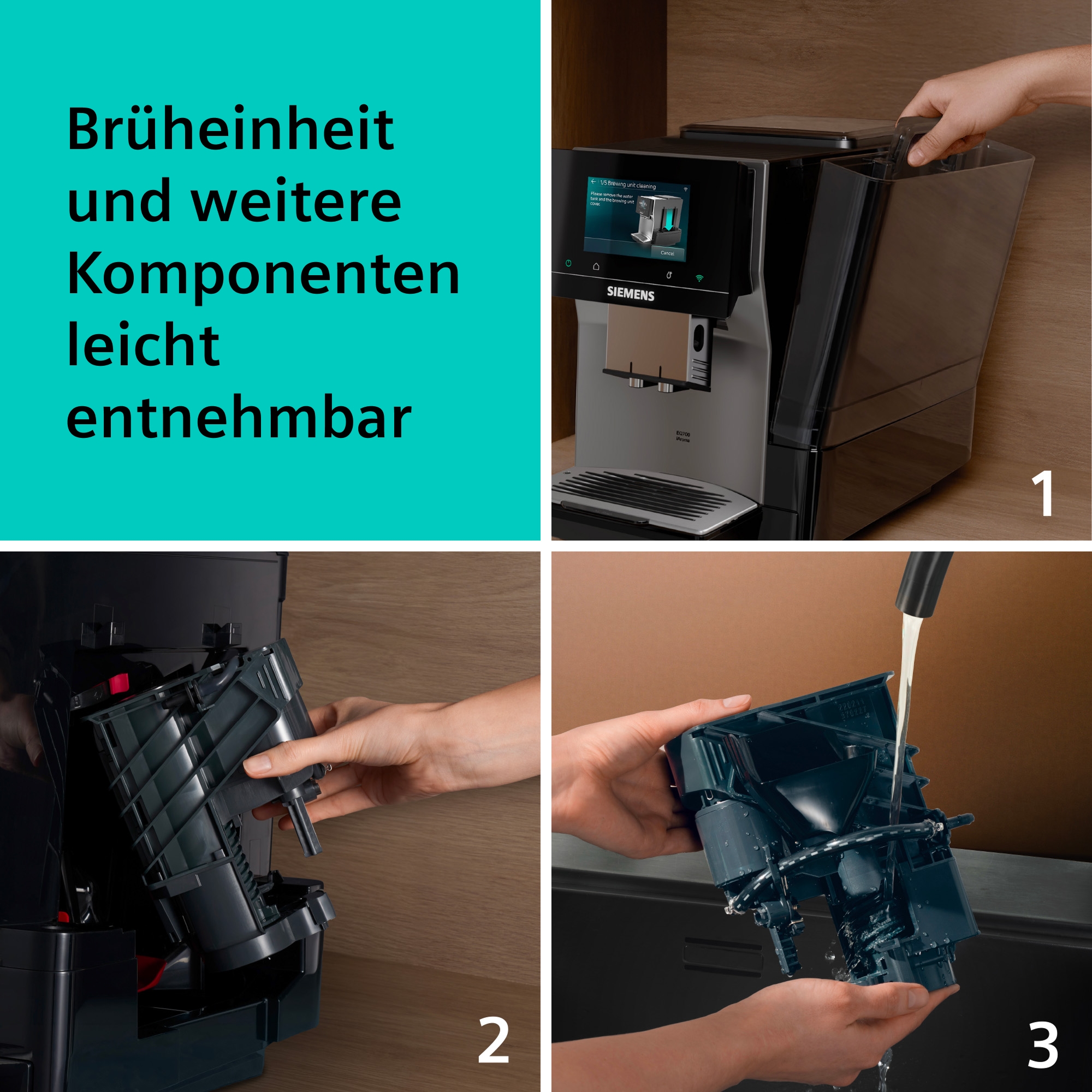SIEMENS Kaffeevollautomat »EQ700 TP725ET7, inkl. Thermo-Kaffeebecher, XL-Getränke, 20 Favoriten« farbiges Full-Touch-Display, Doppeltassenfunktion, sehr leise, silber