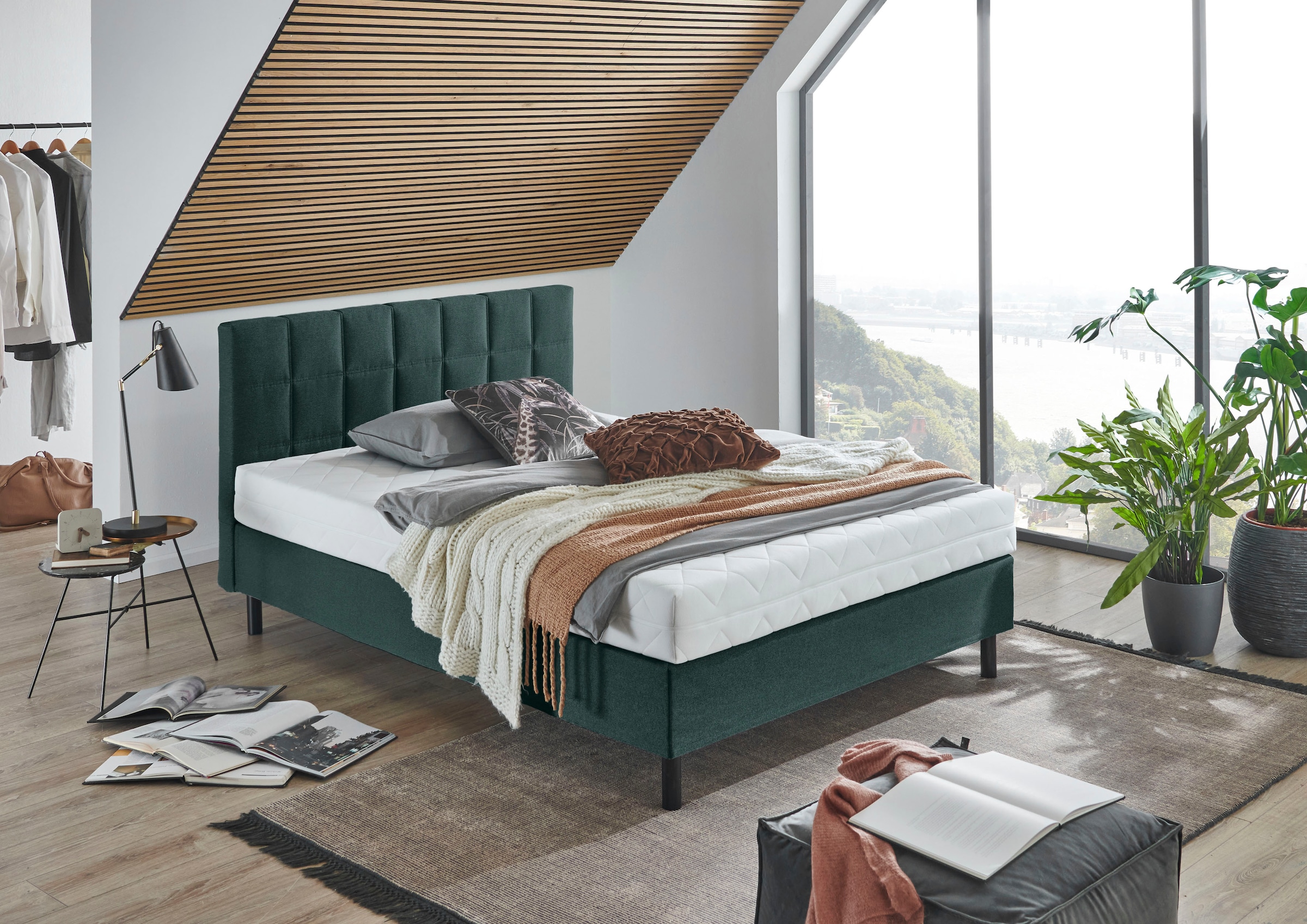 ATLANTIC home collection Boxbett Nikola, Massivholzfüße, mit und ohne Matratze lieferbar