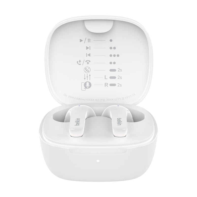 BELKIN wireless In-Ear-Kopfhörer »SOUNDFORM Motion True Wireless Kopfhörer« Rauschunterdrückung Weiß In beiden Ohrhörern befinden sich zwei...