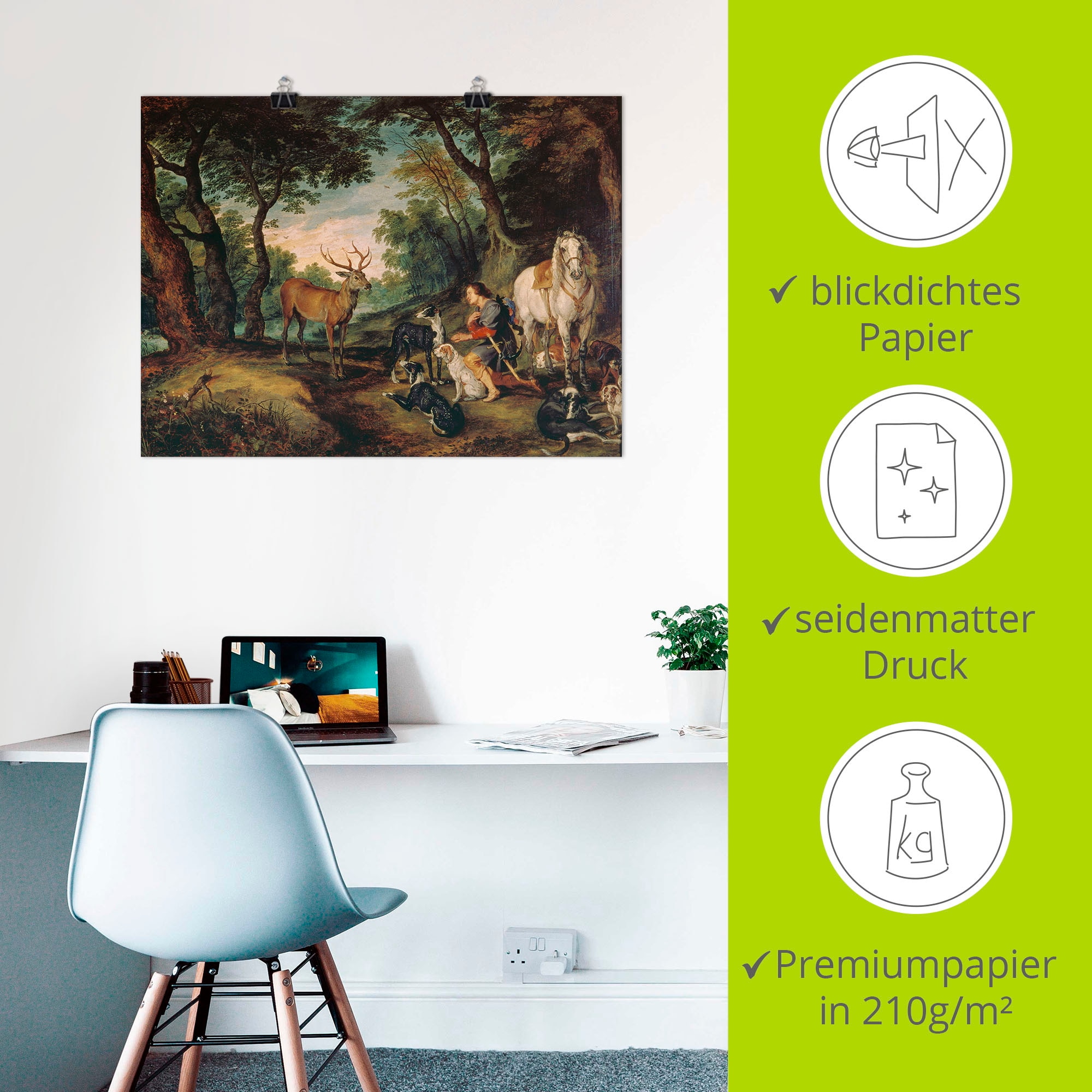 Artland Wandbild »Der heilige Hubertus.«, Mann, (1 St.), als Leinwandbild, Poster in verschied. Größen
