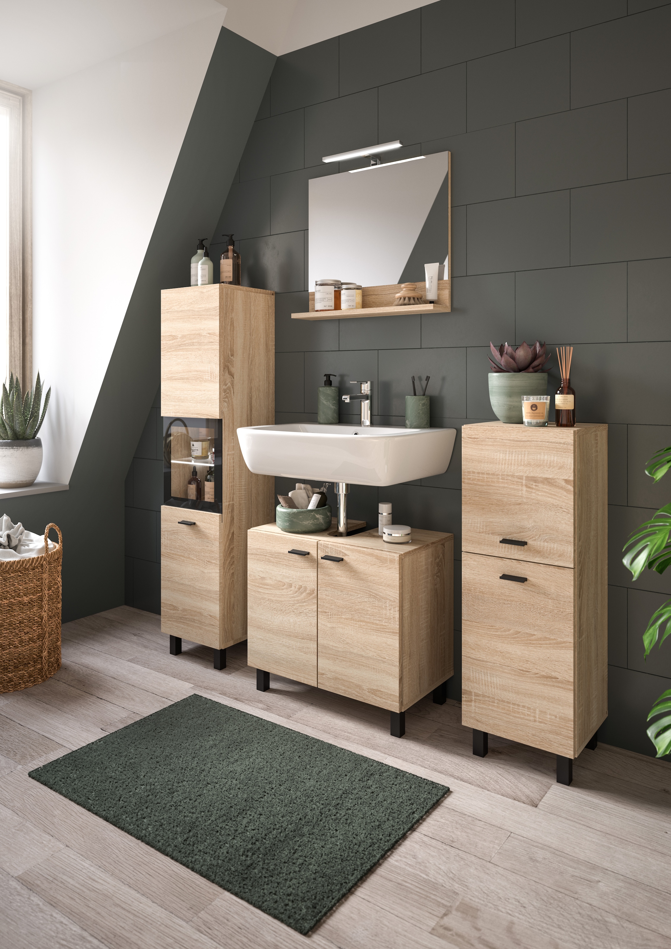 welltime Badmöbel-Set »Tampa, Breite 137cm, 4-teilig« 4 Stk. tlg. Waschbeck günstig online kaufen