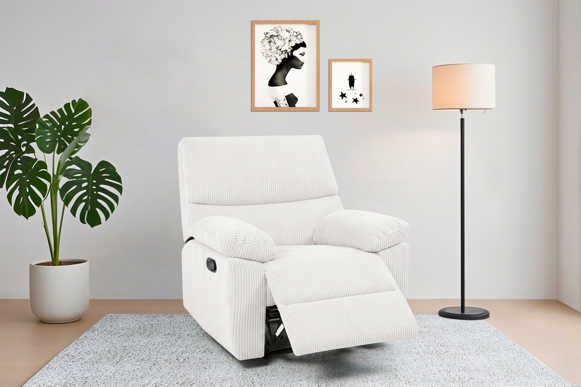 Home affaire Relaxsessel »LANNOY, TV-Sessel, elektr. o. manuelle Relaxfunktion, USB A/C,« Sessel mit Liegefunktion 105°-150°, Federkernpolsterung