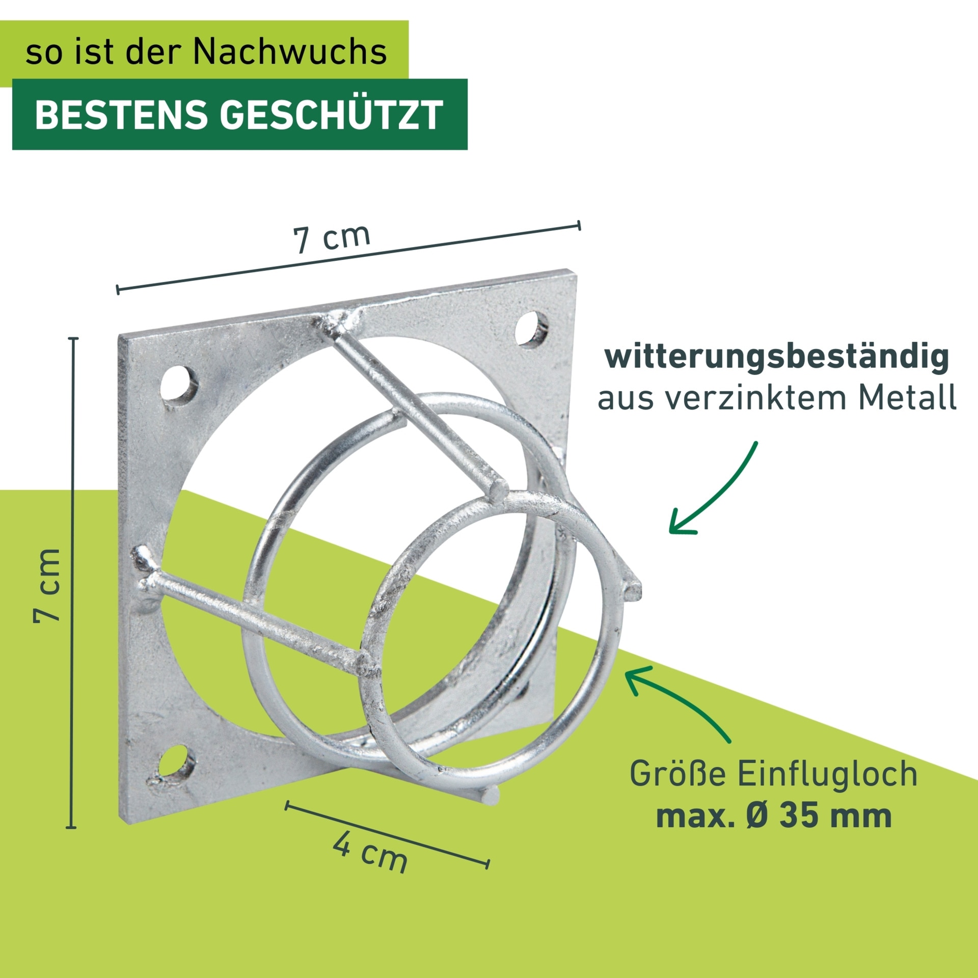 Windhager Vogelhaus »Nistkästen Nesträuberschutz, für alle Vogel-Nistkasten geeignet« aus verzinktem Metall, Einflugloch 35mm, 7x4 cm, Silber