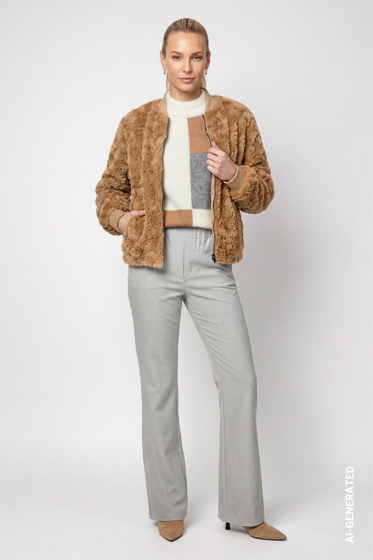 Monari Fellimitatjacke »Jacke fake fur« ohne Kapuze Regular fit mit Kunstfell