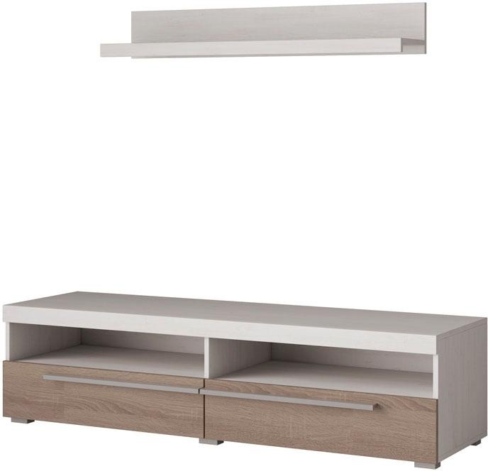 INOSIGN Lowboard »Roger,Breite 140 cm, stilvolle TV-Kommode, inclusive Wandboard«, TV-Schrank mit viel Stauraum, TV-Board, 2 Klappen