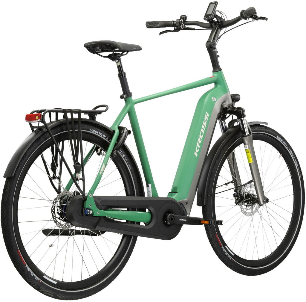 Kross E-Bike »KROSS E-Citybike Damen Sentio 6.0 28" grün«, 8 Gang, Shimano, Nexus, Mittelmotor 250 W, Pedelec, Elektrofahrrad für Damen und Herren