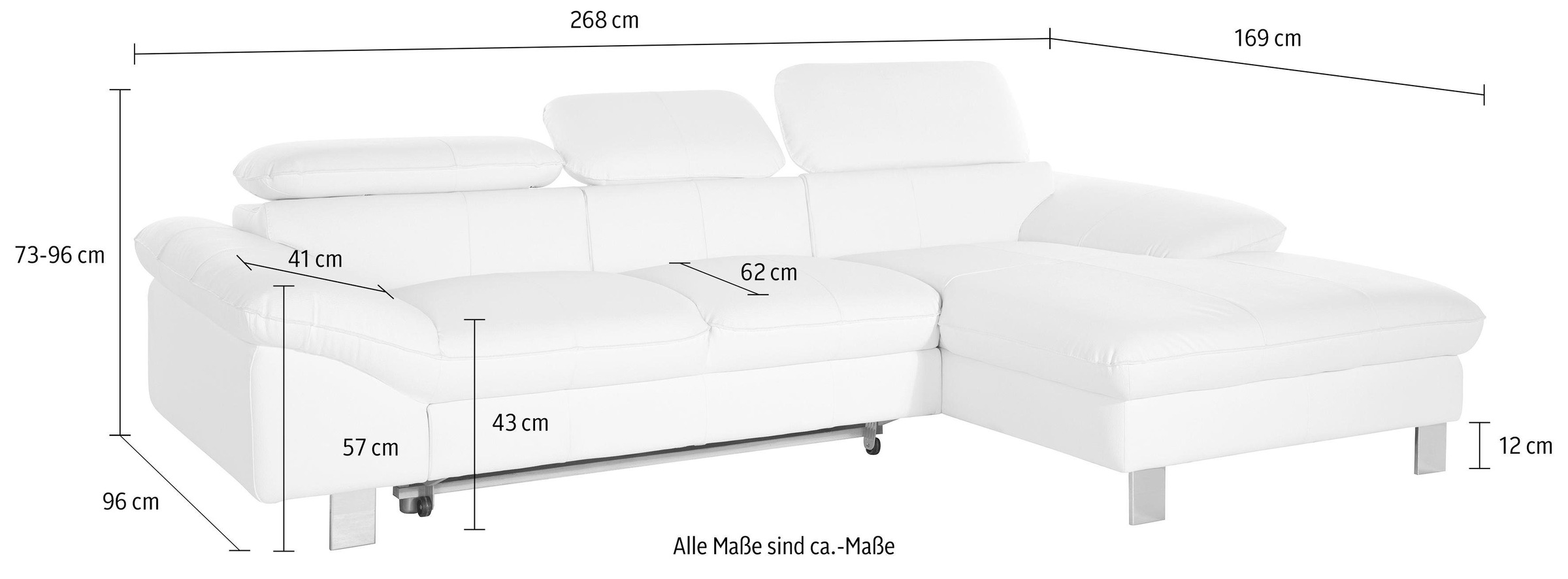 COTTA Polstergarnitur »Driver L-Form«, (Set), Set bestehend aus: Ecksofa mit Kopfteilverstellung & Hocker