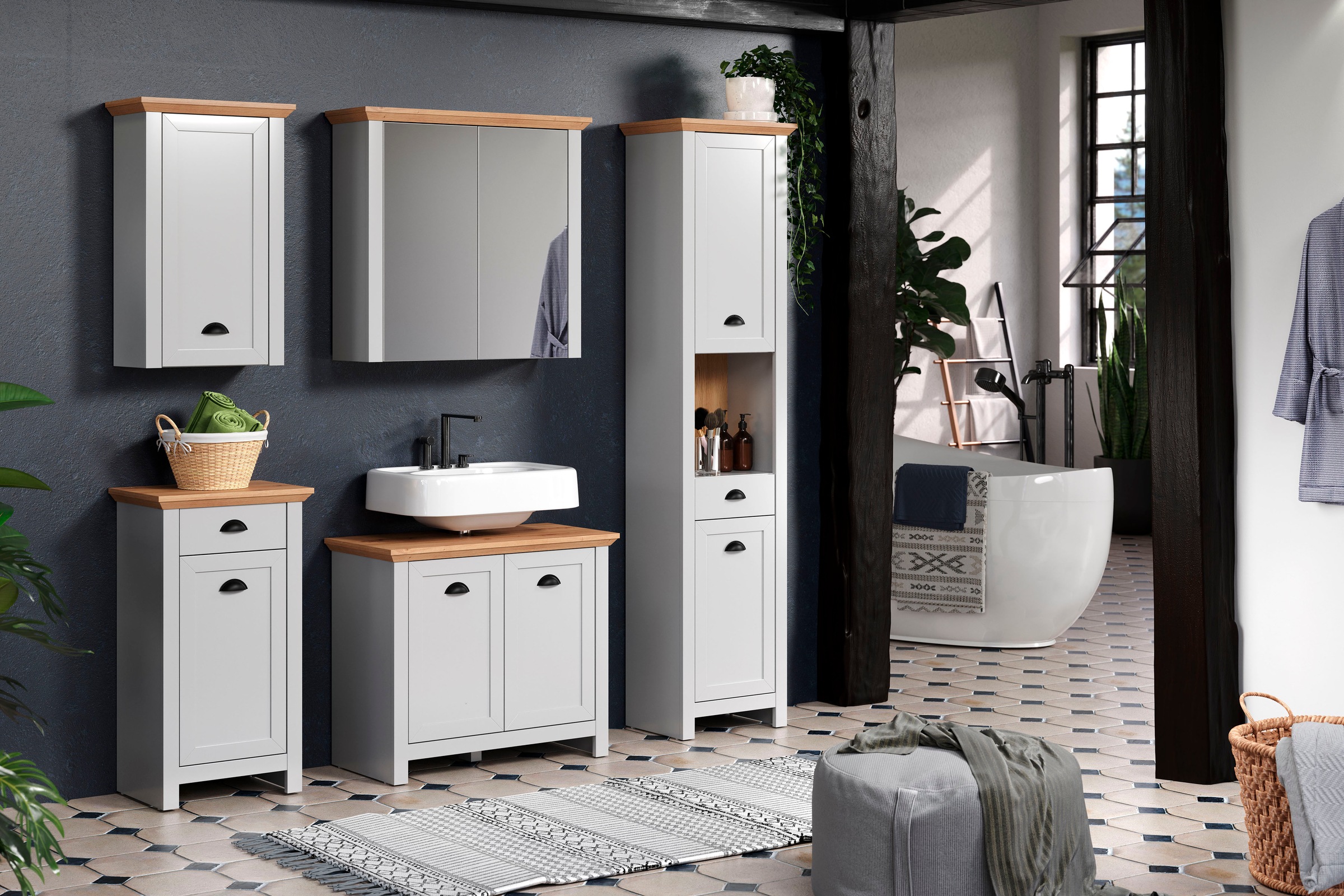 Home affaire Spiegelschrank »Herzwill« Spiegelschrank mit 2 Glasböden - (B/T/H) 78/24/73 cm