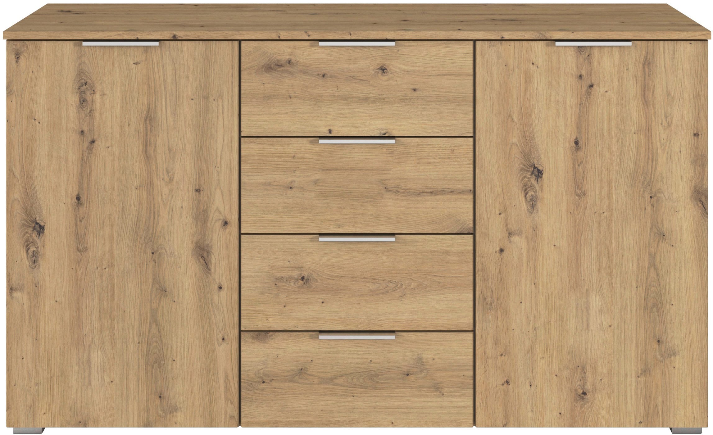 OTTO home Kombikommode »Sideboard Schubladenkommode AGORDO mit Dekor- oder Hochglanzfront« in zwei Griff-Farben, Breite 120 cm,  vier große Schubladen, mit insgesamt 4 Einlegeböden MADE IN GERMANY