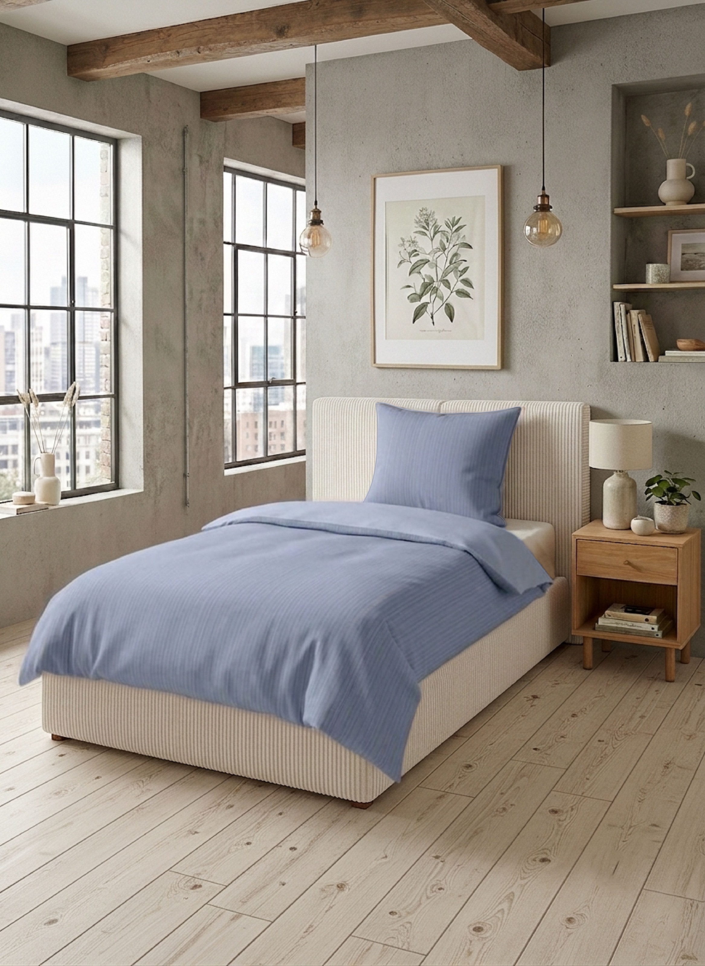 Biberna Wendebettwäsche »0615211 Premium Satin aus 100% Baumwolle mit Reißverschluß« 2 Stk. seidig glatt & atmungsaktiv, Reißverschluss, Feine Streifen