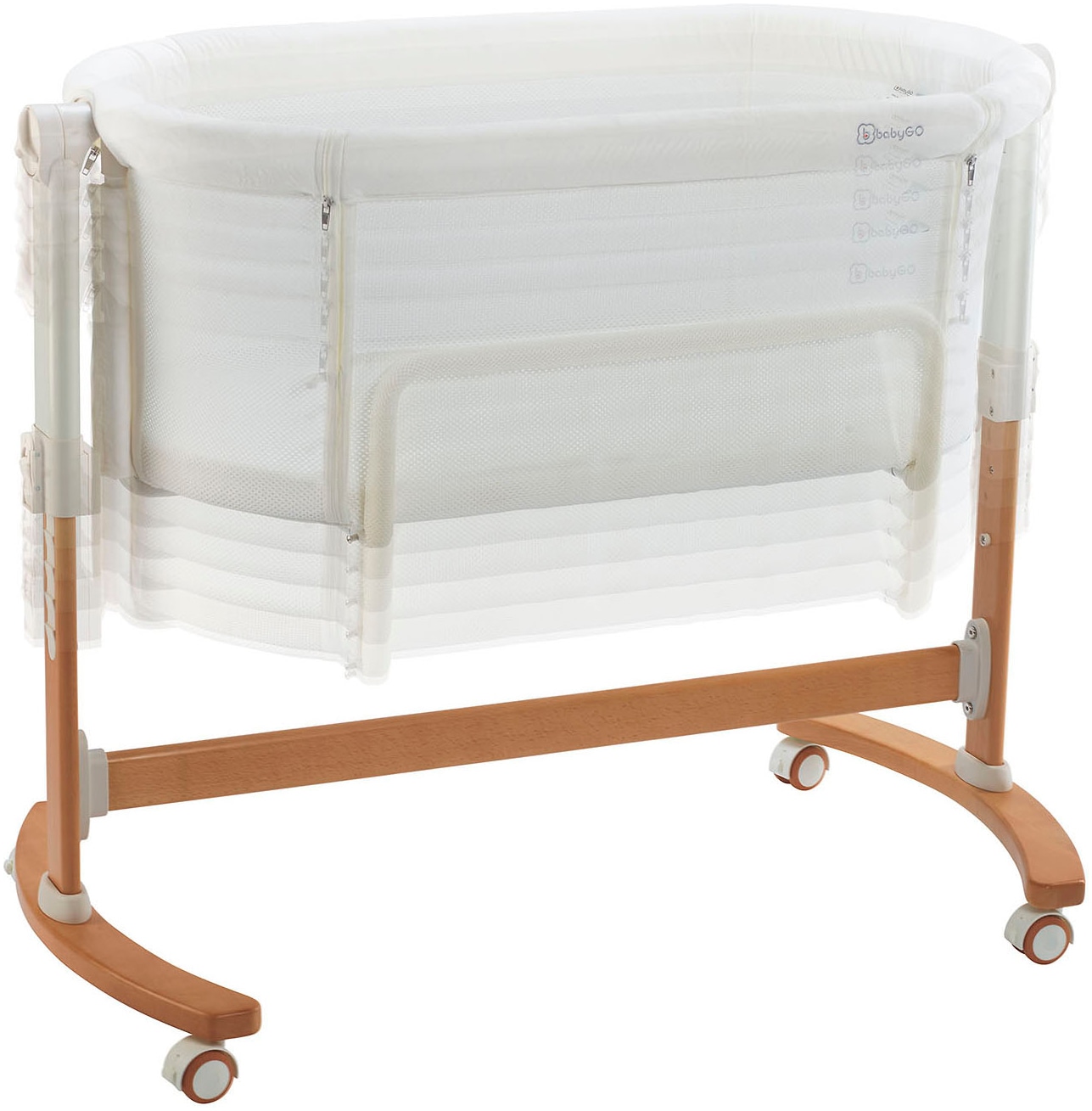 BabyGo Beistellbett »Amila, beige white«, mit Schaukelfunktion günstig online kaufen