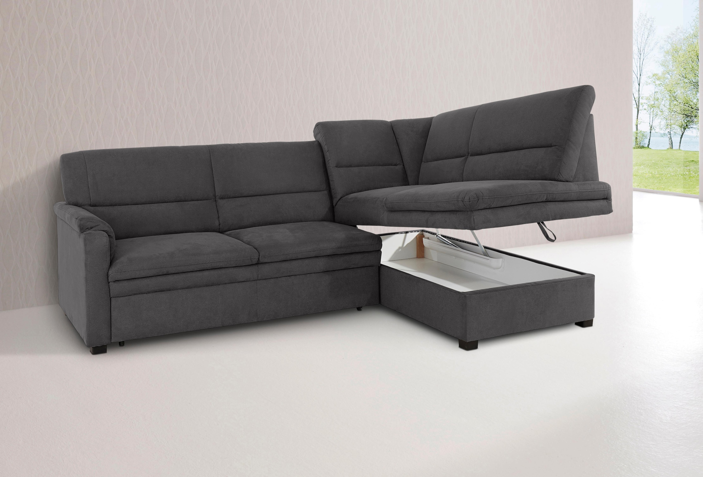 sit&more Ecksofa "Pisa L-Form", mit Federkern, wahlweise mit Bettfunktion günstig online kaufen