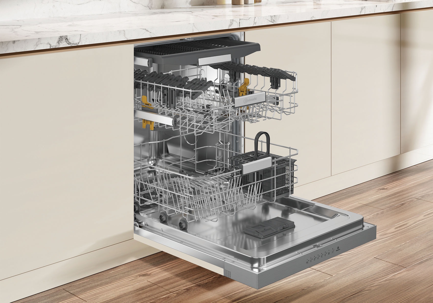 BAUKNECHT teilintegrierbarer Geschirrspüler »OBBC Ecosilent2 9760« 9,5 l 14 tlg. Maßgedecke ActiveDry – automatische Türöffnung für bessere Trockungsergebnisse