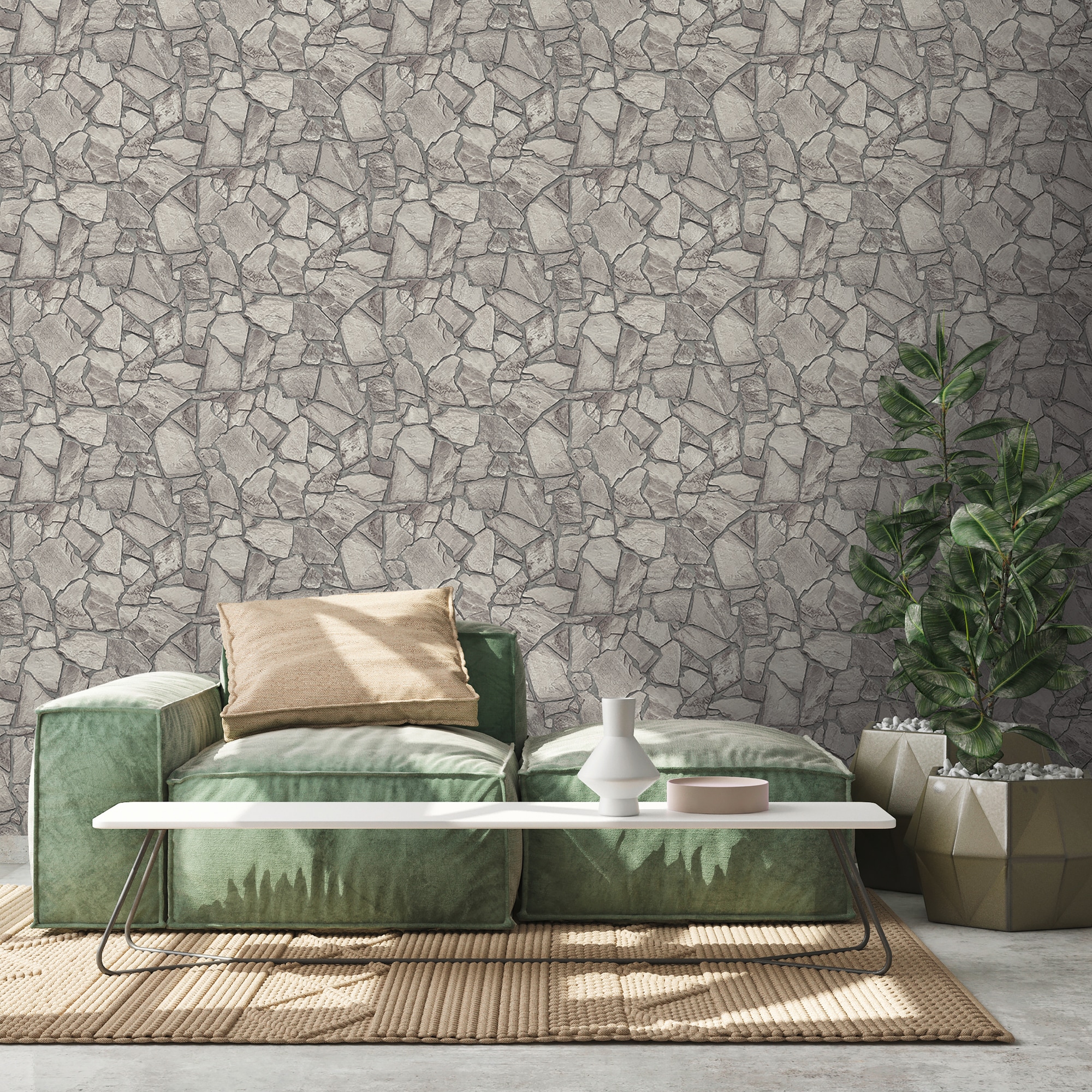 A.S. Création Vliestapete »Terra Tapete Steinoptik«, matt-gemustert-neutral, Stein-Tapete Steinwand Naturstein 3d-Optik Tapeten Wohnzimmer modern