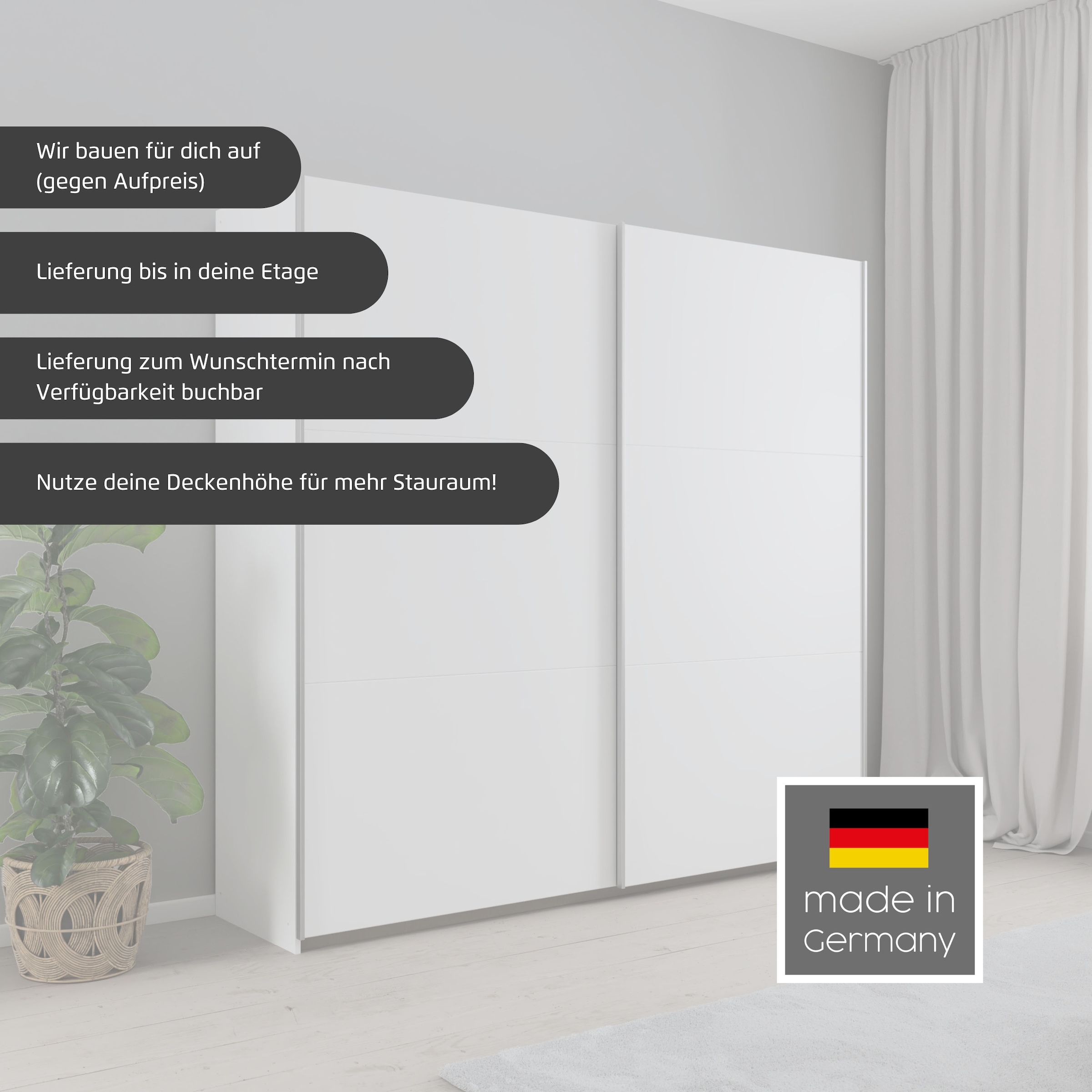 rauch Schwebetürenschrank »Kleiderschrank Garderobe TOPSELLER AURELIO mit 3 Ausstattungsvarianten«, 3 verschiedene Ausstattungsvarianten Griffe aus Metall MADE IN GERMANY