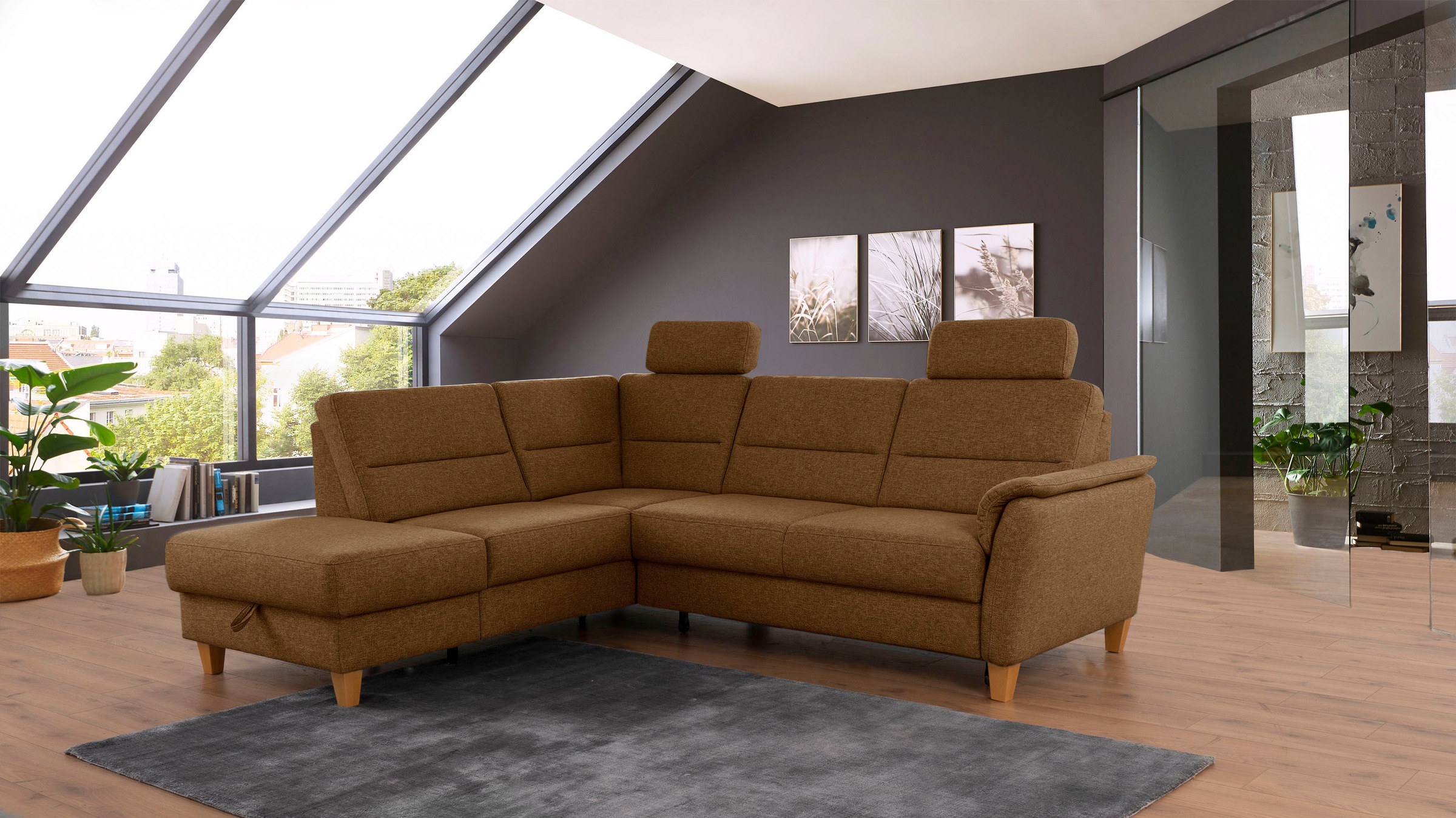Home affaire Ecksofa »Palmera L-Form, B: 236 cm« optional Bettfunktion & Be günstig online kaufen
