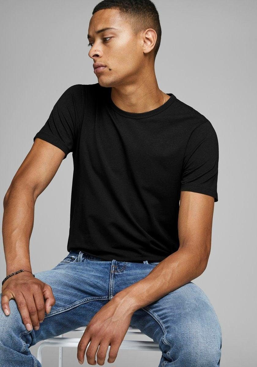 Jack & Jones T-Shirt »JJEBASIC mit schmaler Passform für jeden Tag« unifarben, modisch, schmal, Baumwollmischung, Rundhals