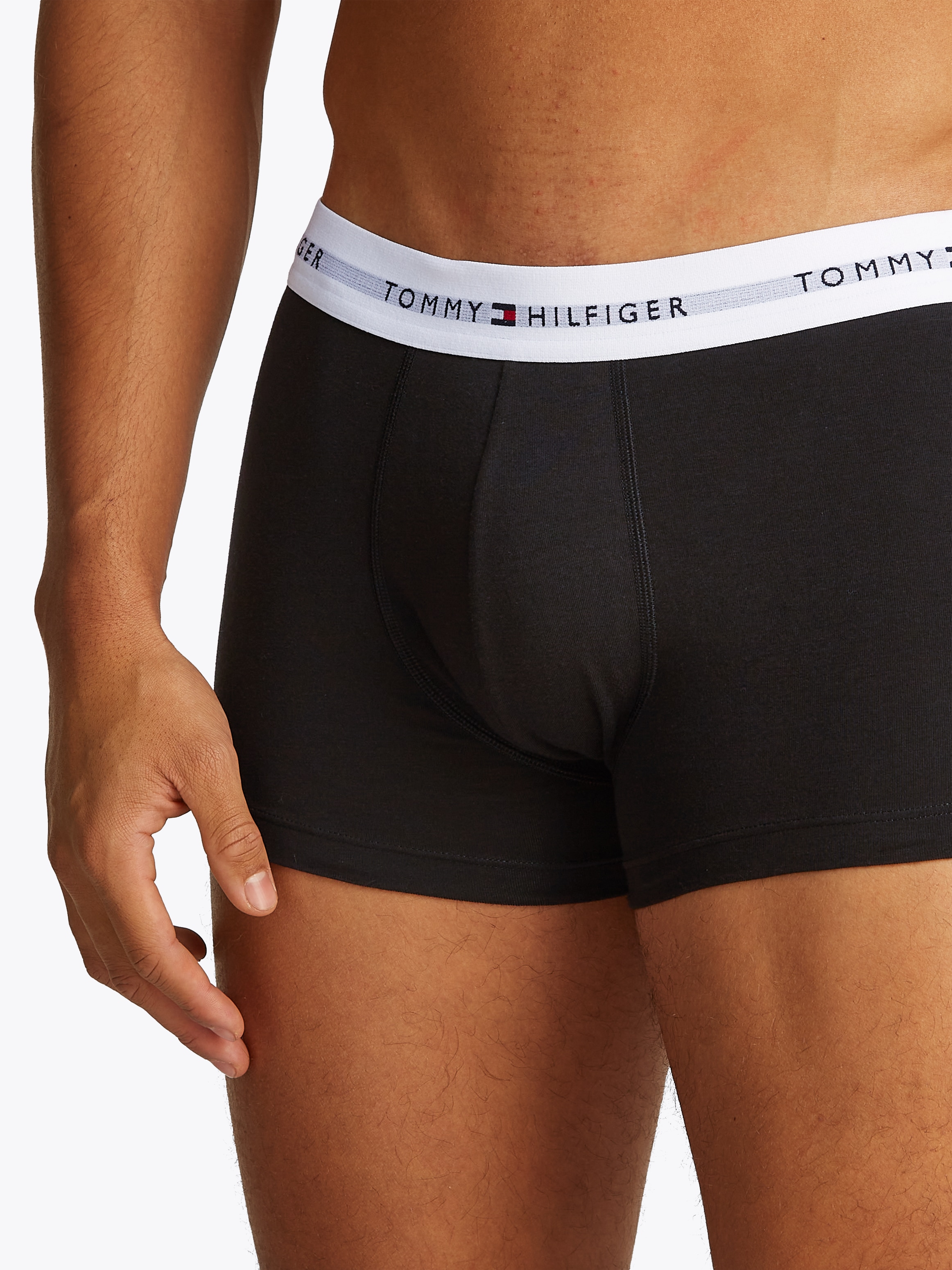 Tommy Hilfiger Underwear Boxer »TRUNK 3 PACK«, (3 St.), mit kontrastfarbenem Logobund
