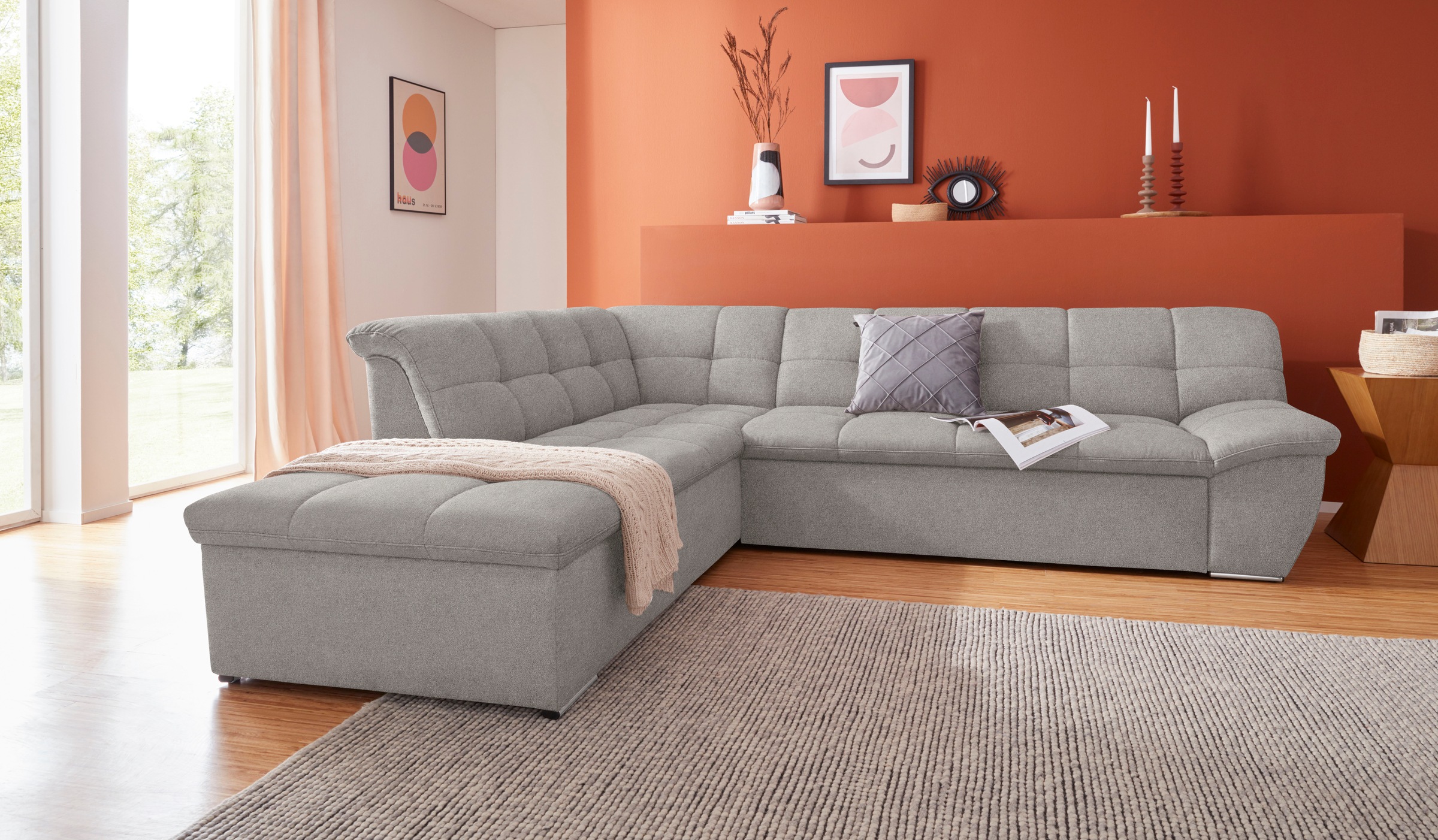 DOMO collection Ecksofa »Lagoa, moderne Sitzheftung, bequem und komfortabel günstig online kaufen