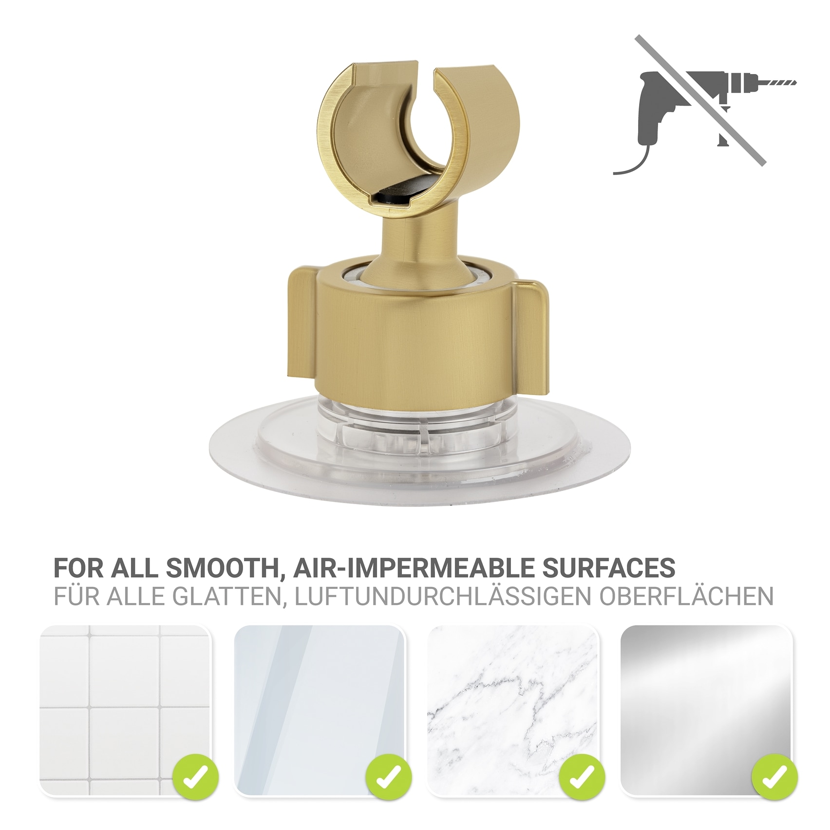 WENKO Brausehalter drehbare Halterung, passend für alle Duschköpfe, Montage ohne Bohren