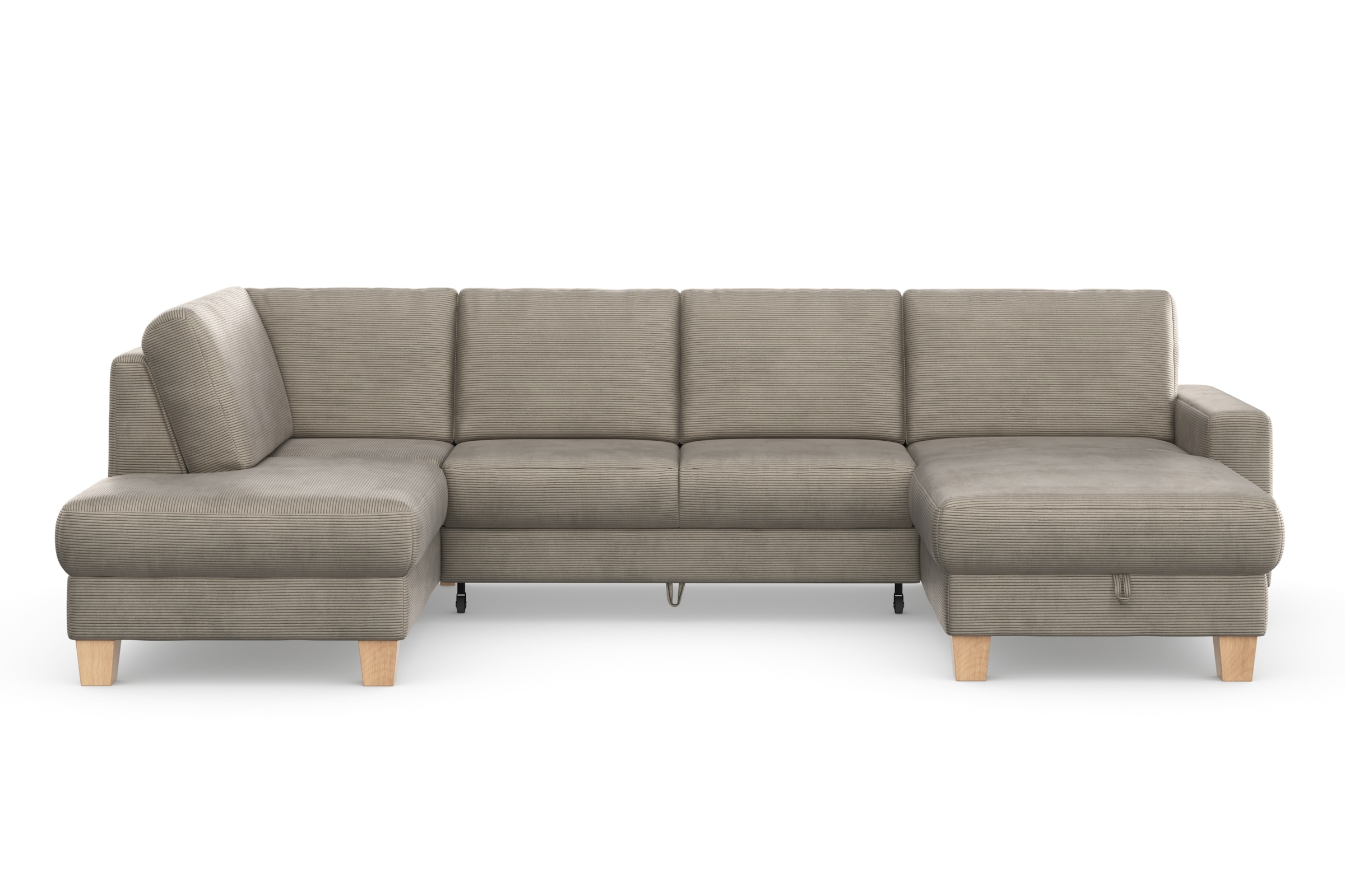Home affaire Wohnlandschaft »Summer U-Form«, mit oder ohne Bettfunktion und Bettkasten, Cord-Bezug