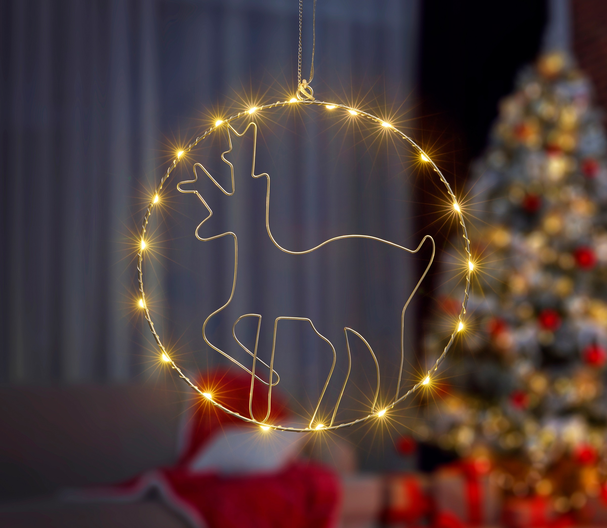 IC Winterworld LED Dekolicht »Weihnachtsdeko«, Beleuchteter Metall-Ring mit Rentier-Motiv, Ø ca. 30cm