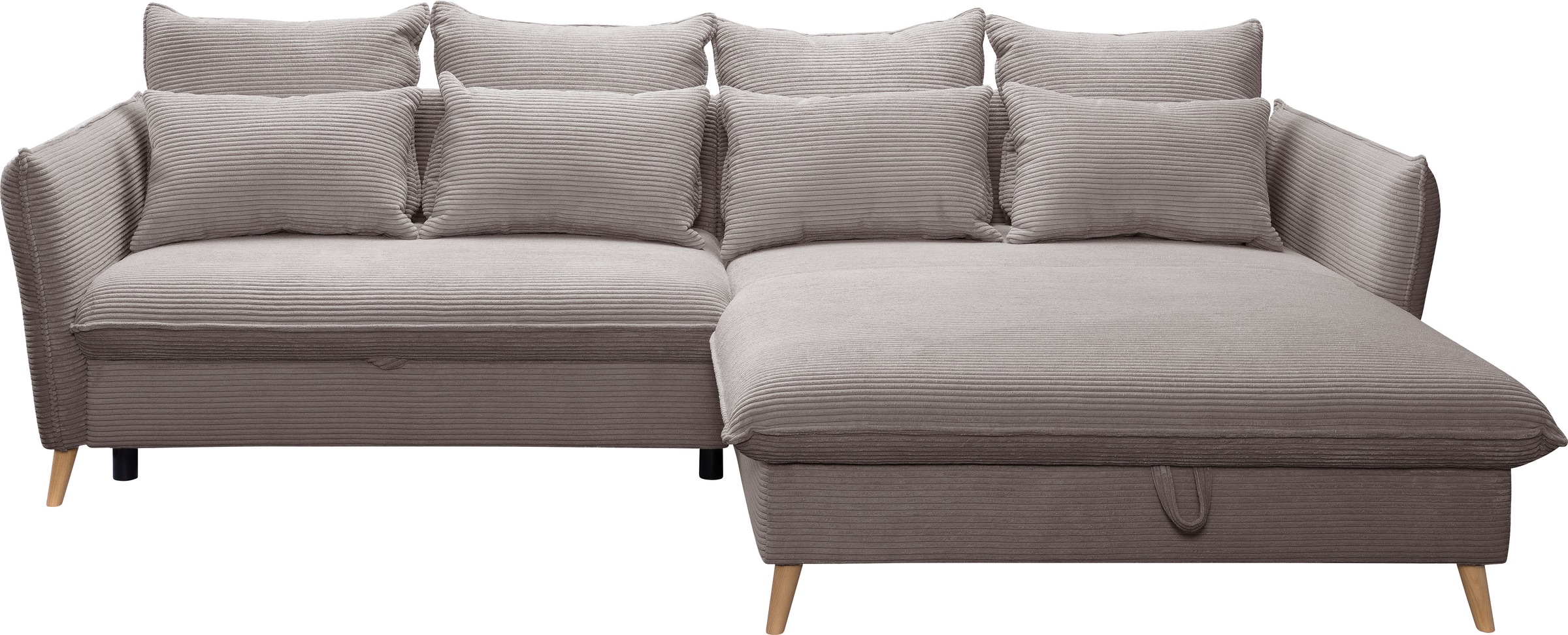 exxpo - sofa fashion Ecksofa »WALPY, elegant und modern, hoher Sitzkomfort, schmale Armlehnen«, L-Form, wahlweise mit Bettfunktion und Bettkasten, in Cord