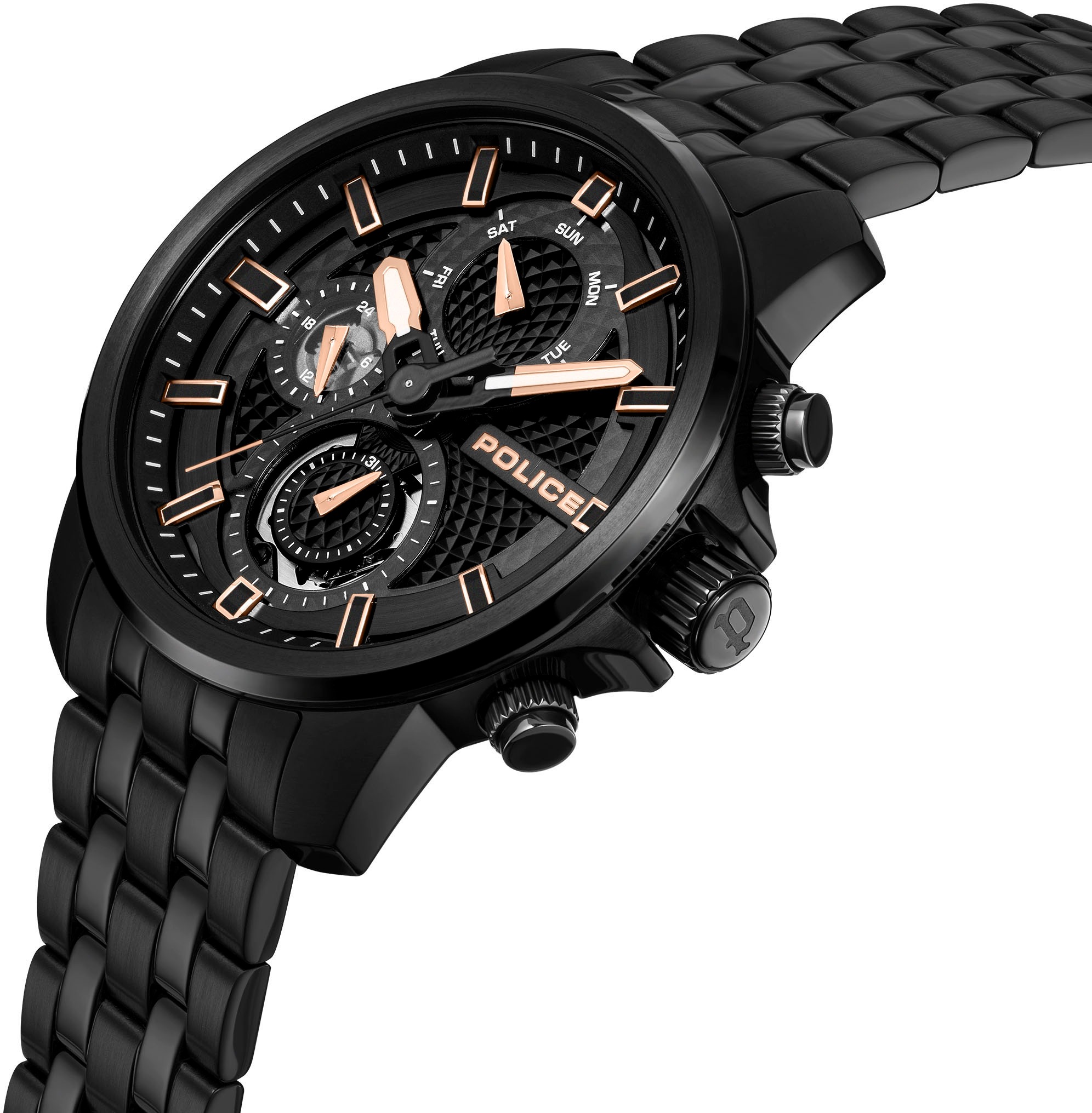 Police Multifunktionsuhr »NEWPORT«, Quarzuhr, Armbanduhr, Herrenuhr, Edelstahlarmband, analog, Wochentag