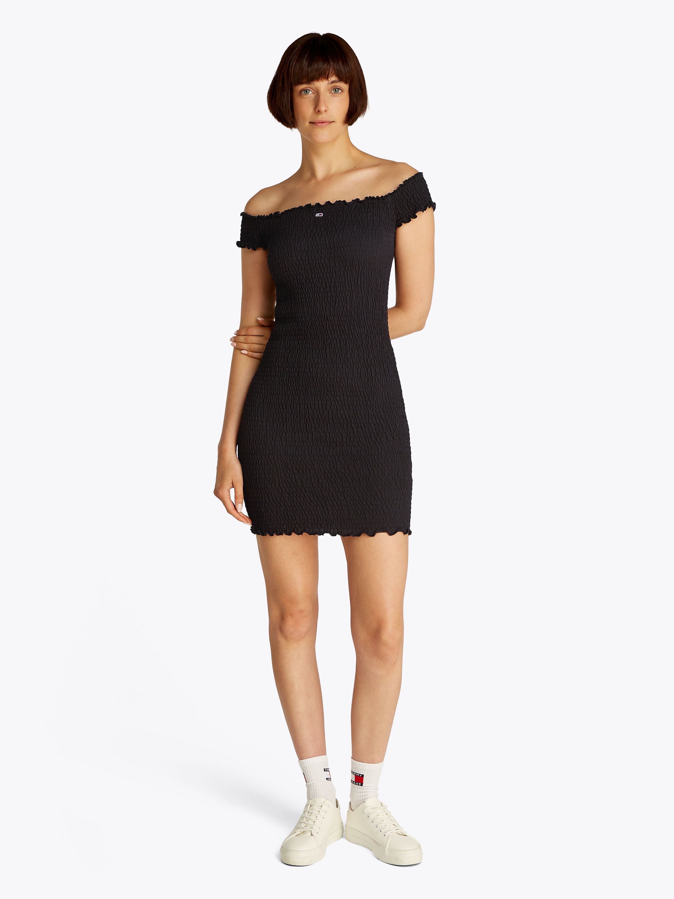 Tommy Jeans Jerseykleid »TJW SMOCK BODYCON DRESS«, in Smok-Optik
