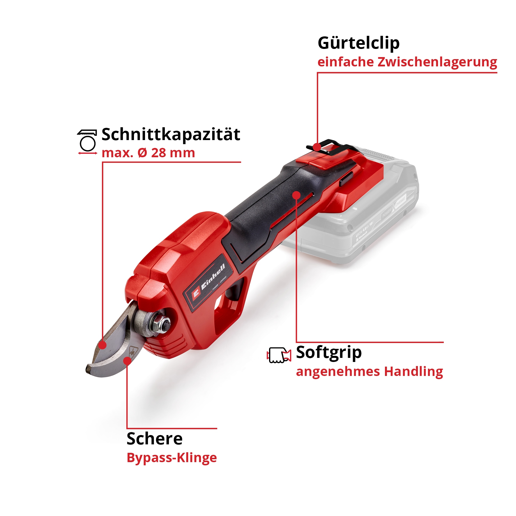 Einhell Akku-Astschere »GE-LS 18 Li (1x2,5 Ah)«, (Set), inkl. Akku und Ladegerät