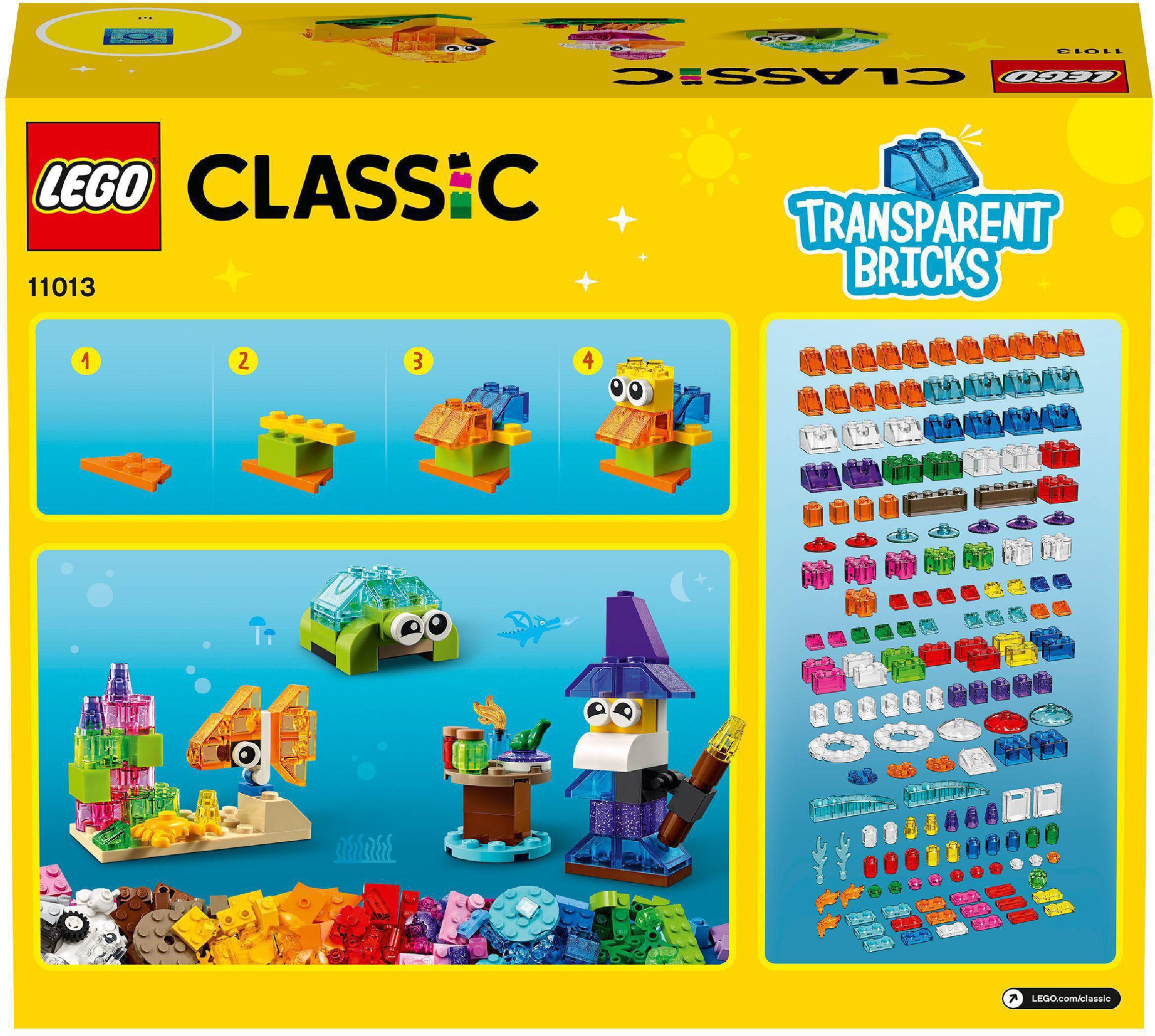LEGO® Konstruktionsspielsteine »Kreativ-Bauset mit durchsichtigen Steinen (11013), LEGO® Classic«, (500 St.), Made in Europe