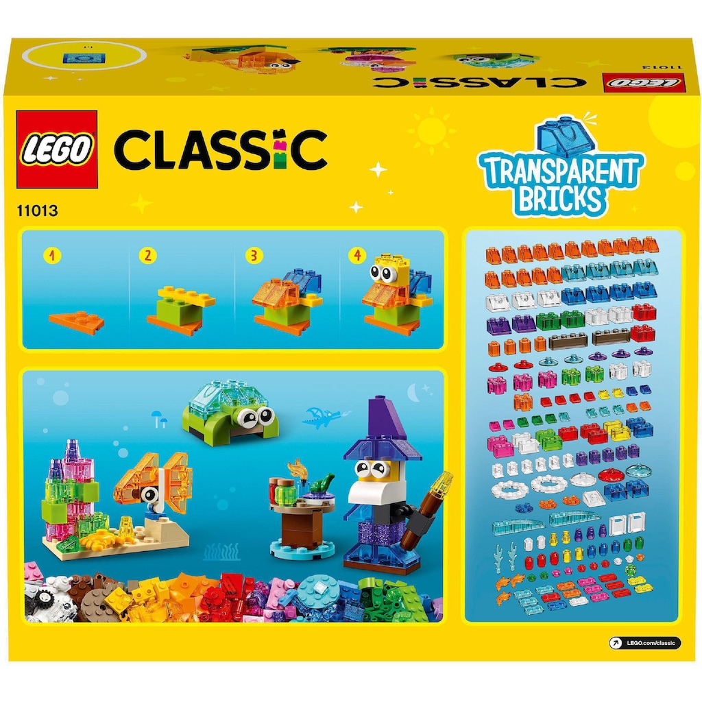 LEGO® Konstruktionsspielsteine »Kreativ-Bauset mit durchsichtigen Steinen (11013), LEGO® Classic«, (500 St.)