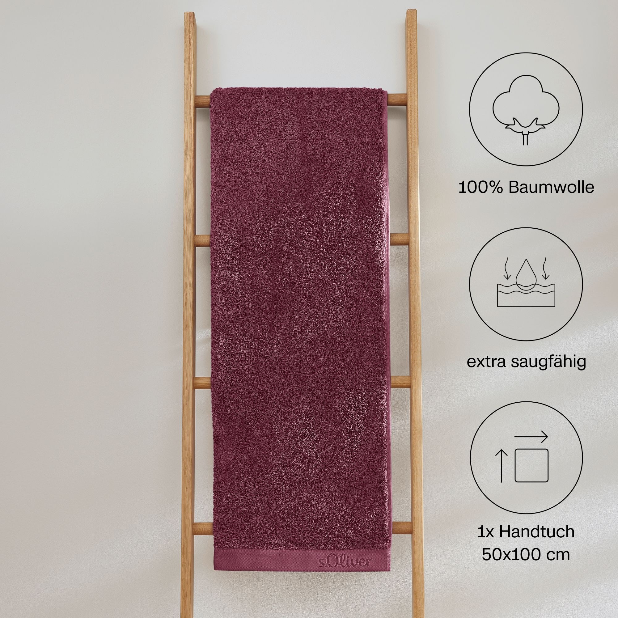 s.Oliver Handtuch »s.Oliver, Premium Qualität, 600 gr/m², auch als Sets erhältlich«, (1 St., Handtuch 50 x 100 cm), große Farbauswahl, auch als Duschtuch, Waschhandschuh, Gästetuch