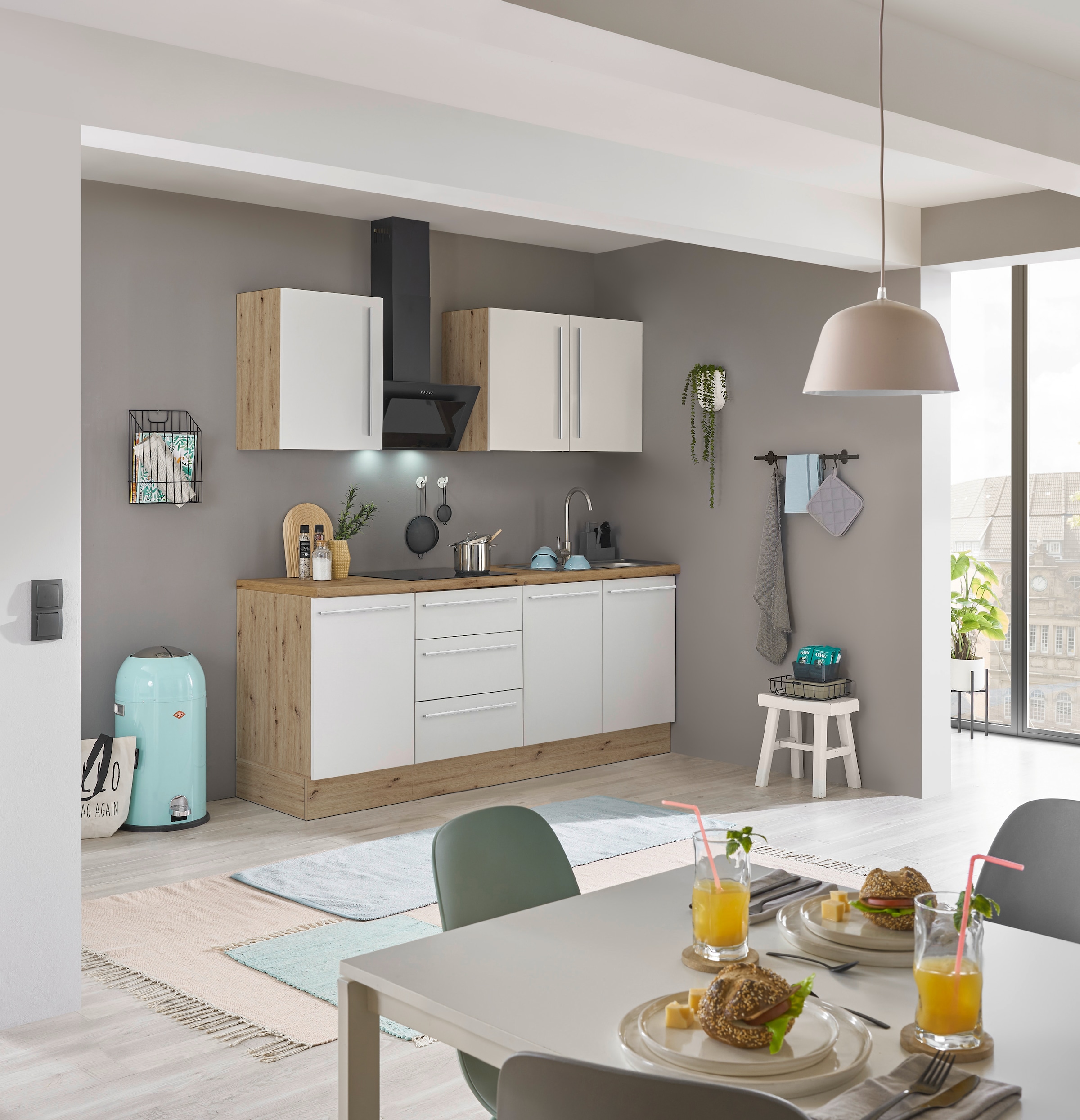 KOCHSTATION Küchenzeile »Florida«, Breite 210 cm, Softclose für Türen und Schubkästen, ohne E-Geräte