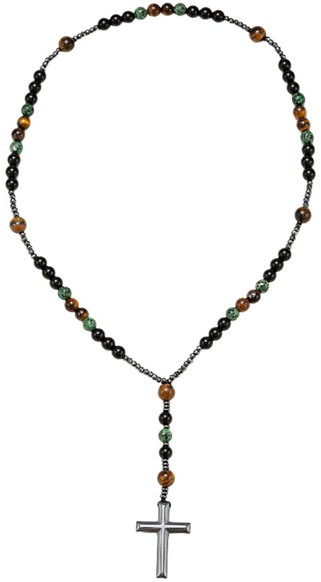 Firetti Kette mit Anhänger »Schmuck Geschenk Edelstahl Halsschmuck Halskette Edelstein Kreuz«, Made in Germany - Glasstein, Hämatit, Tigerauge, Türkis (behandelt)