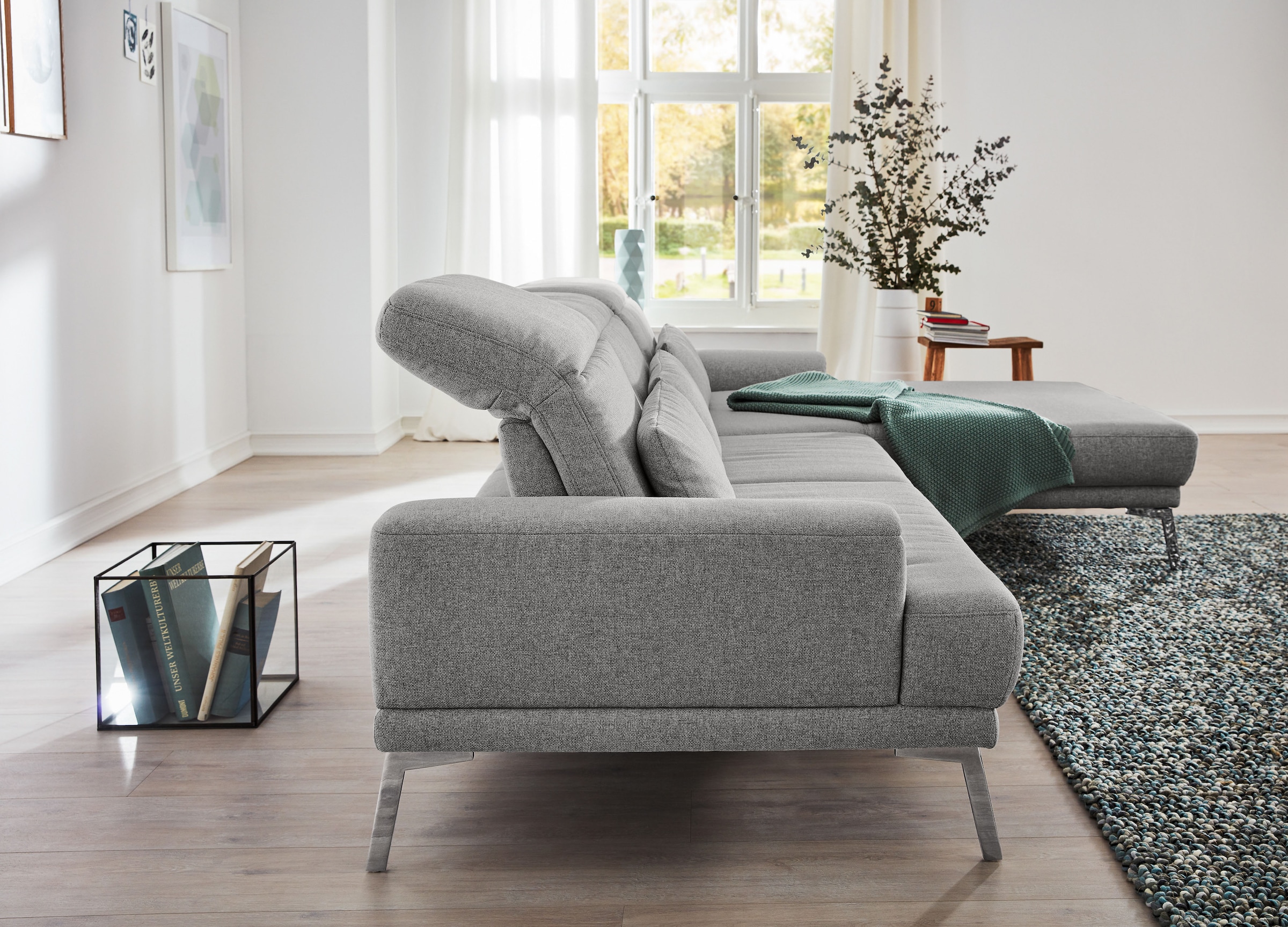 Musterring Ecksofa »MR 4580«, mit Kopf- und Sitztiefenverstellung, Metallfuß chrom, 288 x 193/220cm
