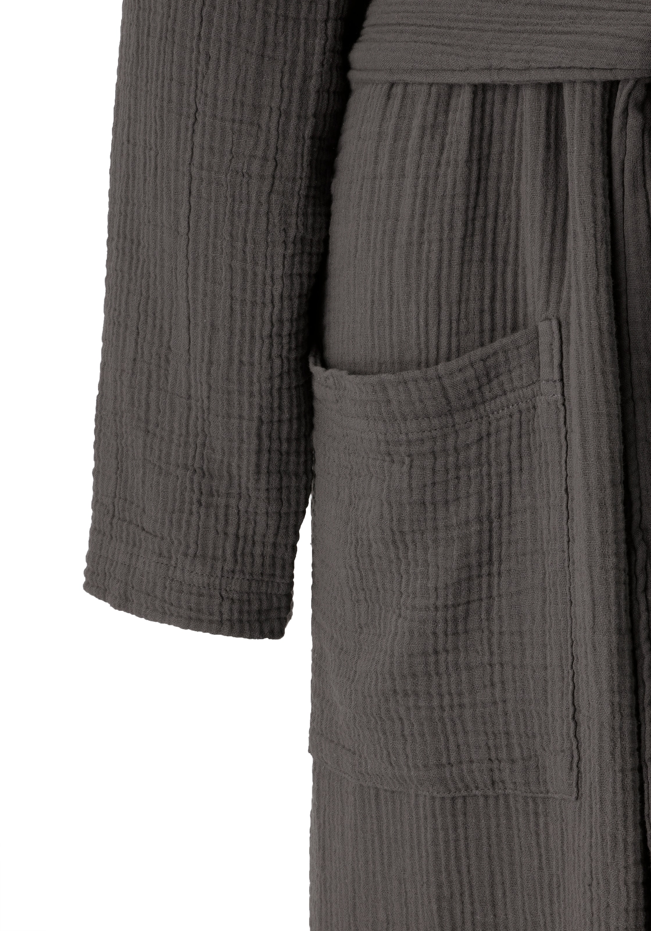 OTTO home Bademantel »Juna Musselin, ideal für Sauna & Spa, Hotelbademantel, Morgenmantel« 1 Stk. modern, leichte Qualität, 100% Baumwolle