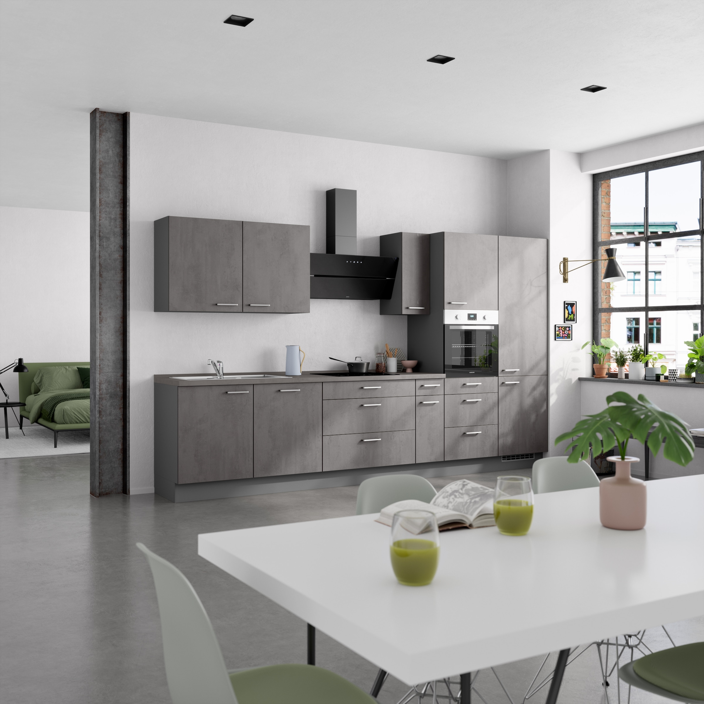 nobilia® Küchenzeile »"Riva II"«, vormontiert, Ausrichtung wählbar, Breite 360 cm, wahlw. mit E-Geräten