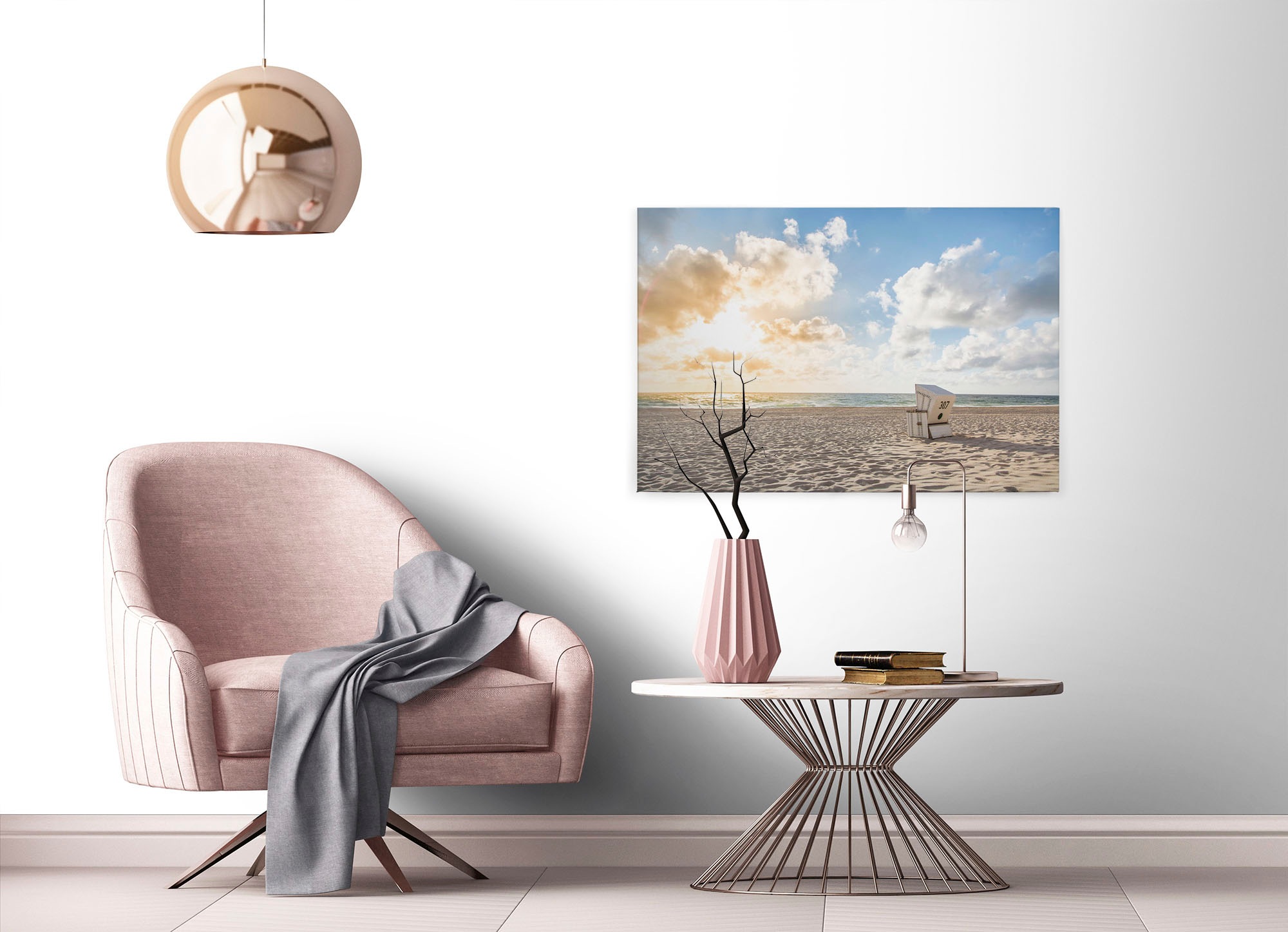 A.S. Création Leinwandbild »Beach Chair«, Kunst-Gemälde-Kinder, (1 St.), Strand Meer Keilrahmen Natur Leinwand-Bild Wohnzimmer modern Wandbild