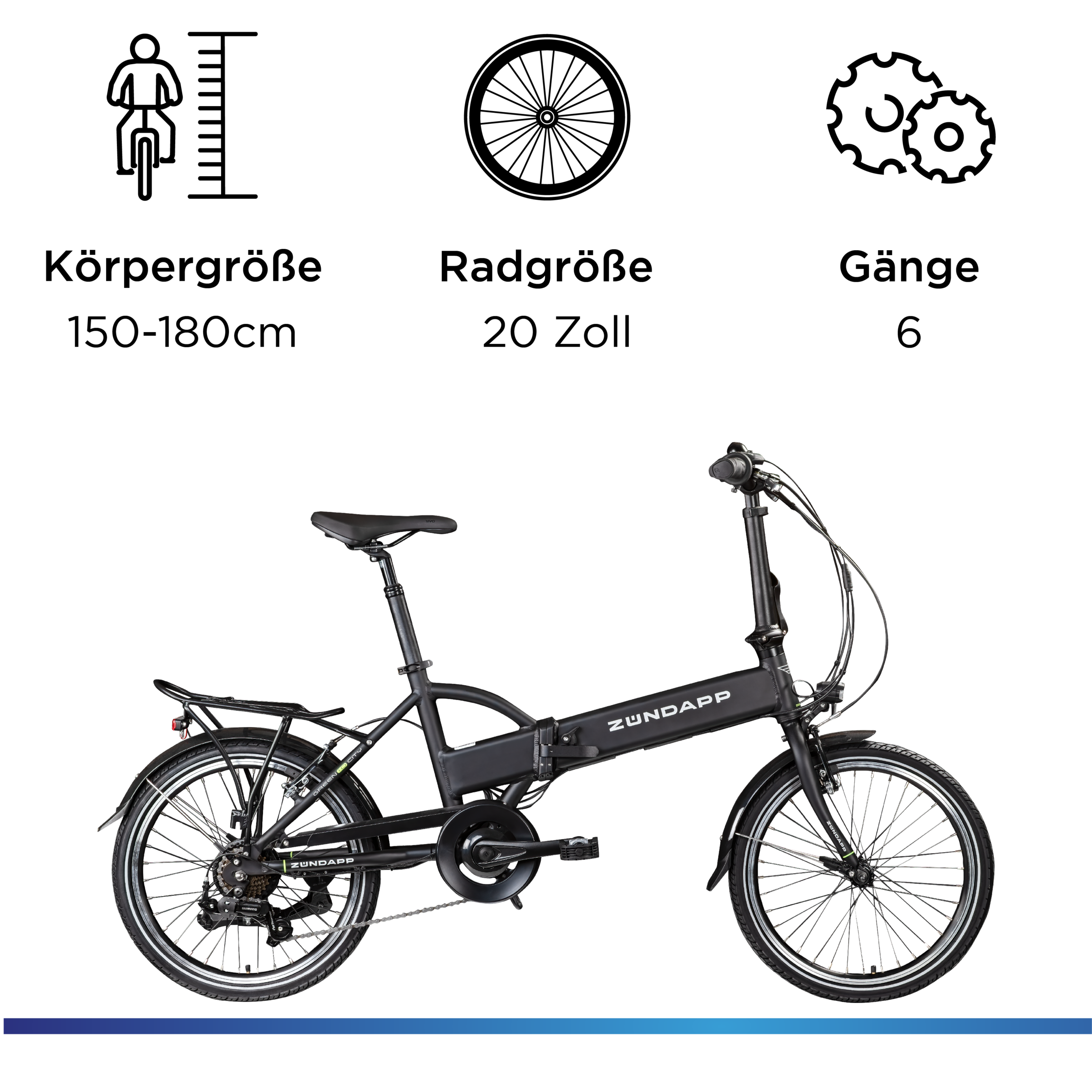 Zündapp »Z101« 6 Gang Shimano Tourney RD-TY300 Schaltwerk Kettenschaltung Heckmotor 250 W Pedelec, Elektrofahrrad für Damen u. Herren