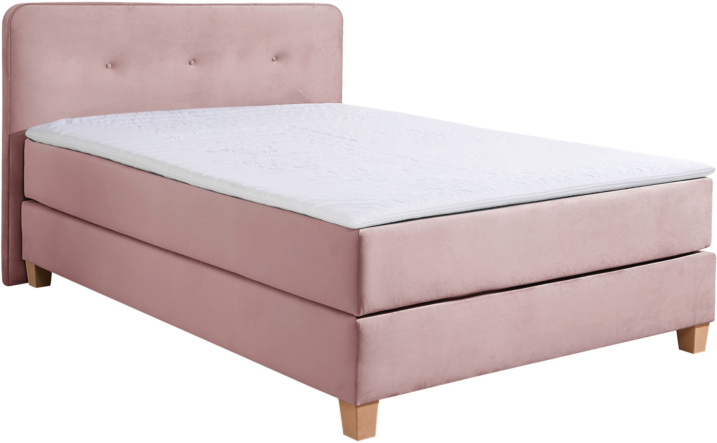 Home affaire Boxspringbett »Fargo«, inkl. Topper, in 3 Matratzenarten, in Samt- oder Strukturstoff