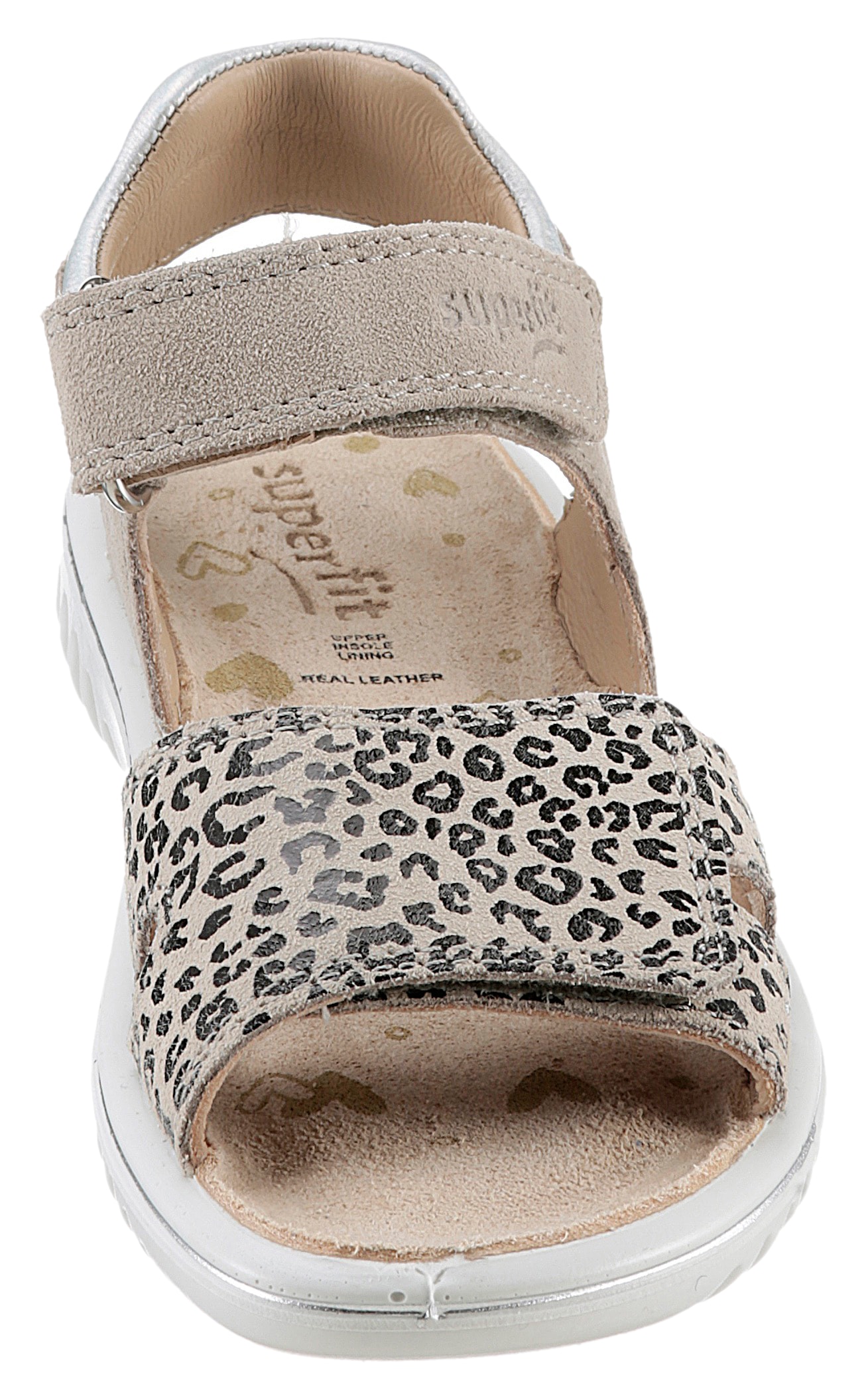 Superfit Sandale »SPARKLE WMS: mittel«, Klett-Sandalette mit Leomuster, Größenschablone zum Download