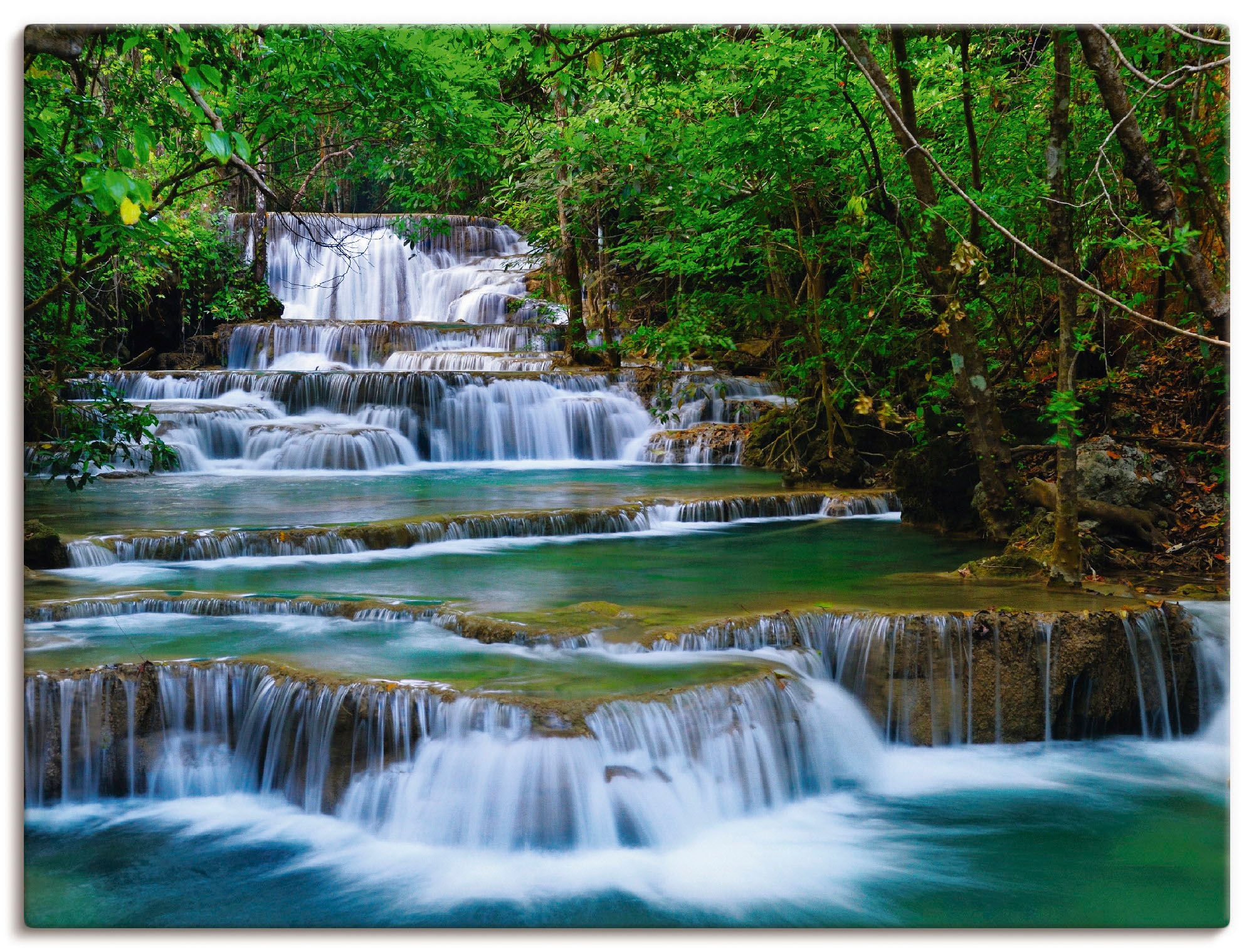 Artland Wandbild »Tiefen Wald Wasserfall«, Gewässer, (1 St.), als Leinwandb günstig online kaufen