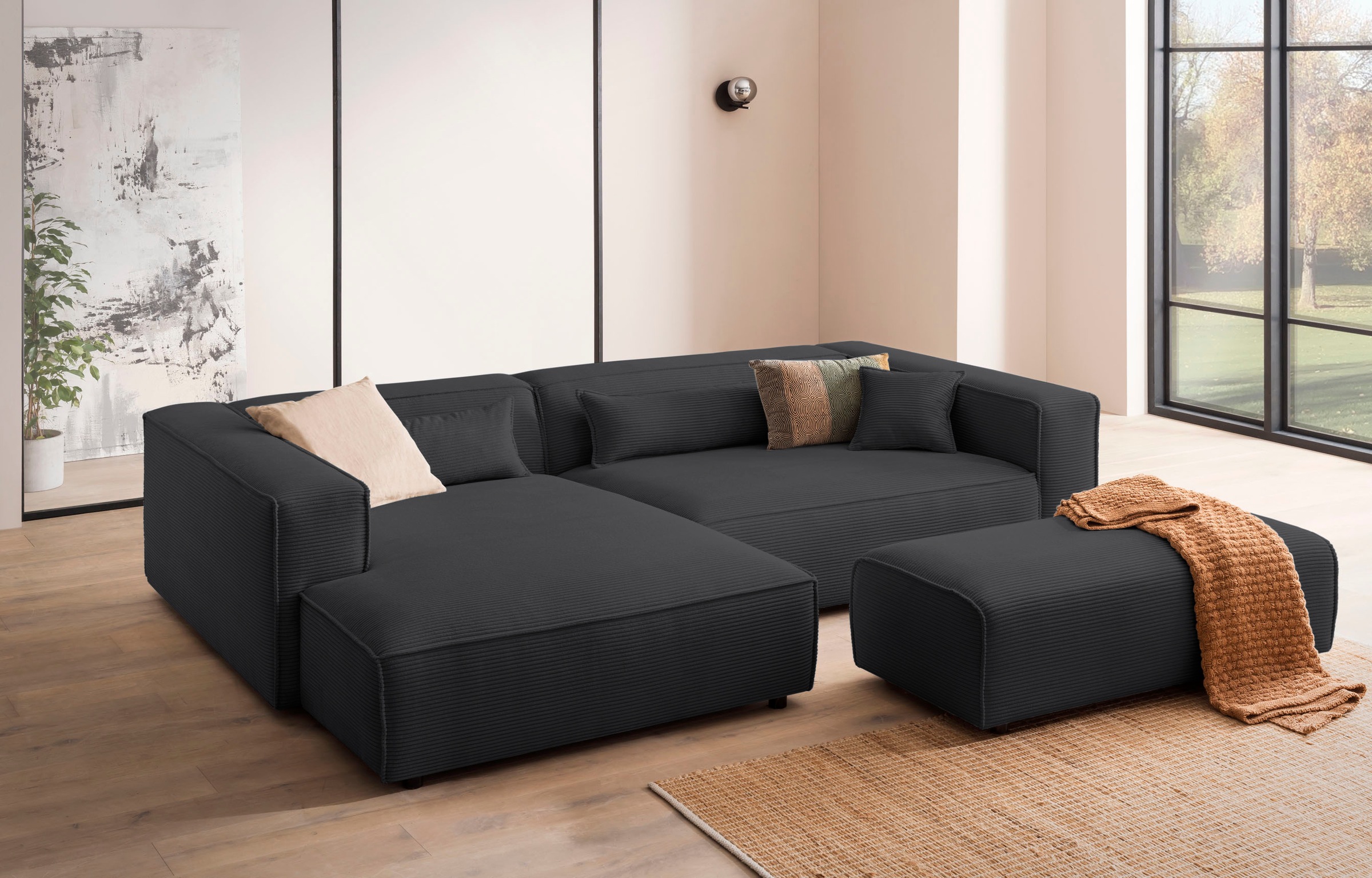 LeGer Home by Lena Gercke Ecksofa »PIARA XXL, L-Form, Schlaffunktion, Cord, günstig online kaufen