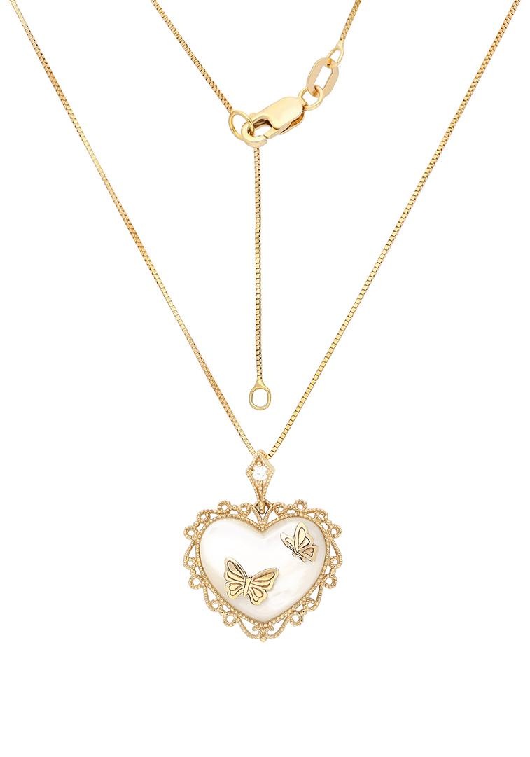 Firetti Kette mit Anhänger »Schmuck Geschenk, Herzen mit Schmetterling,  Liebe, Romantisch«, mit Perlmutt und Zirkonia im Online-Shop bestellen