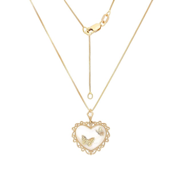 Firetti Kette mit Anhänger »Schmuck Geschenk, Herzen mit Schmetterling,  Liebe, Romantisch«, mit Perlmutt und Zirkonia im Online-Shop bestellen