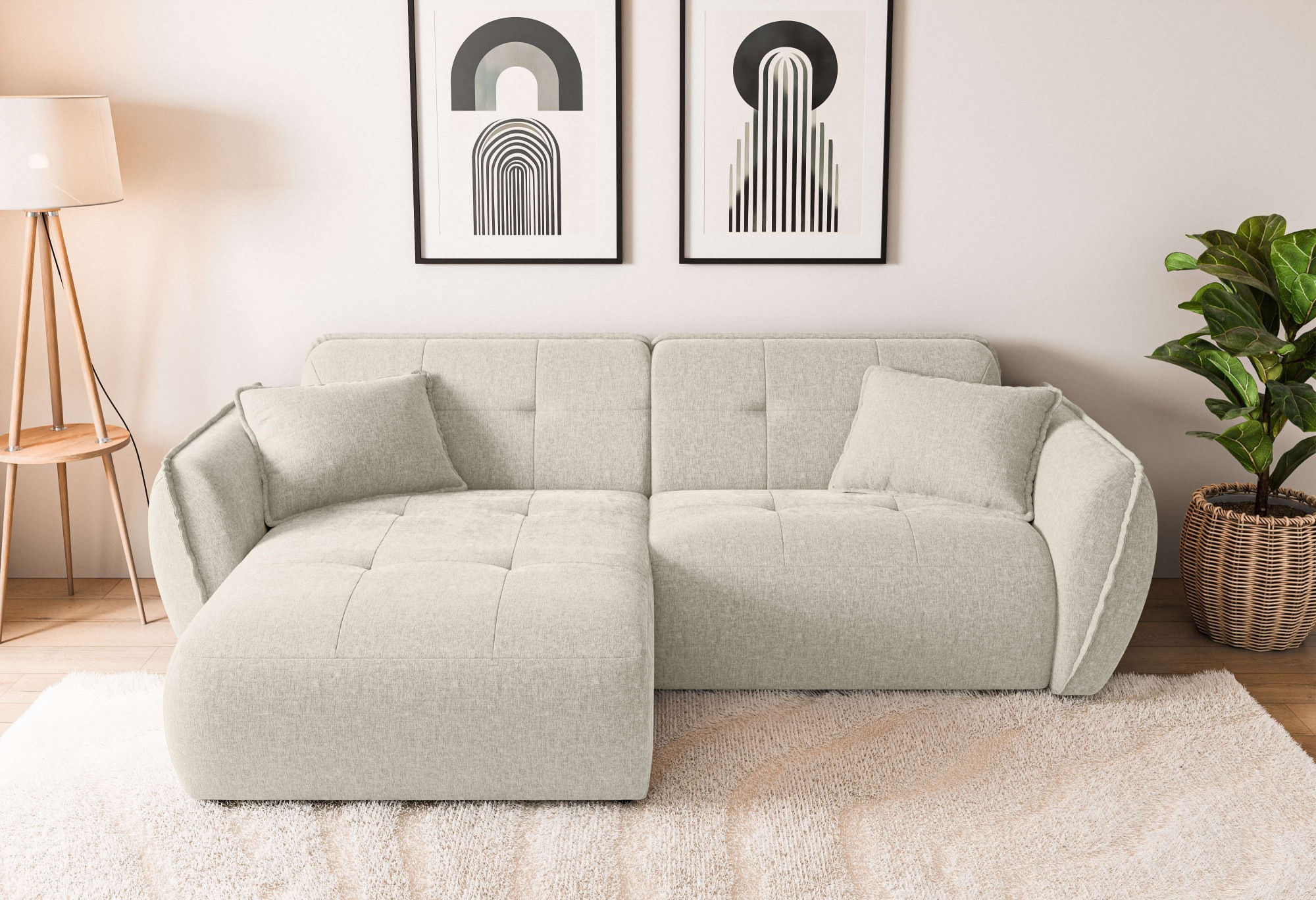 Home affaire Ecksofa »MIRELDA L-Form mit Steppungen, Recamiere rechts/links günstig online kaufen