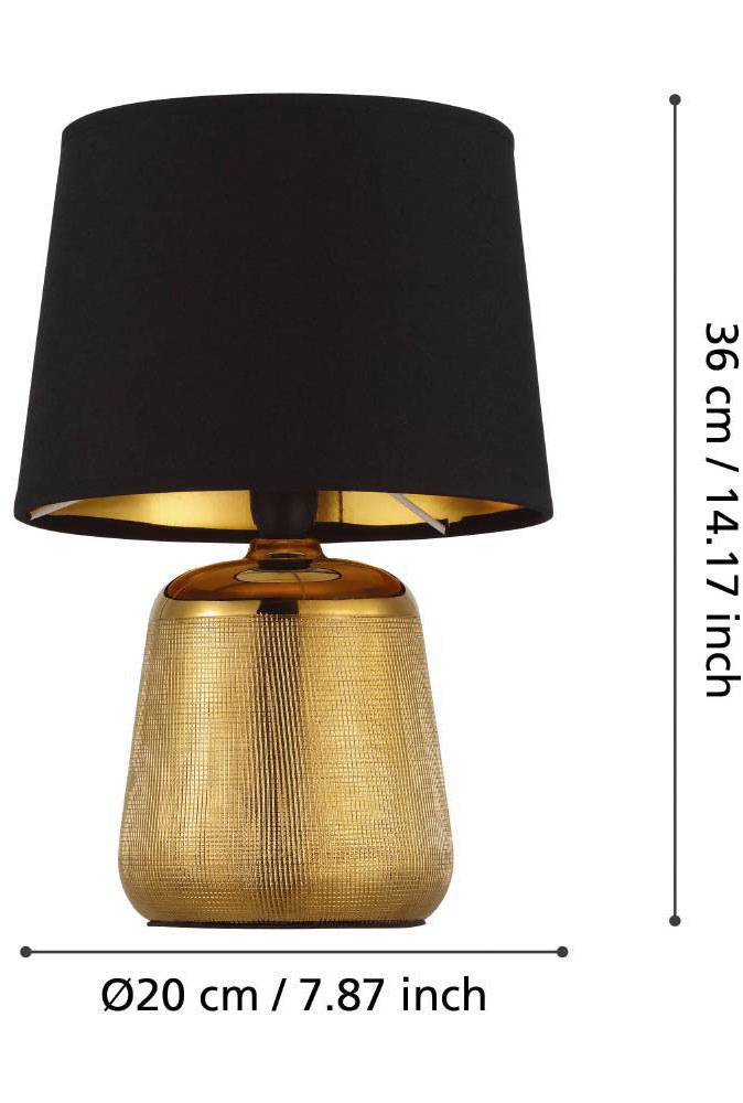EGLO Tischleuchte »MANALBA 1«, 1 flammig, Leuchtmittel E14 | ohne Leuchtmittel, Textil Nachttischlampe, Keramik, gold, Tischleuchte, Schlafzimmer