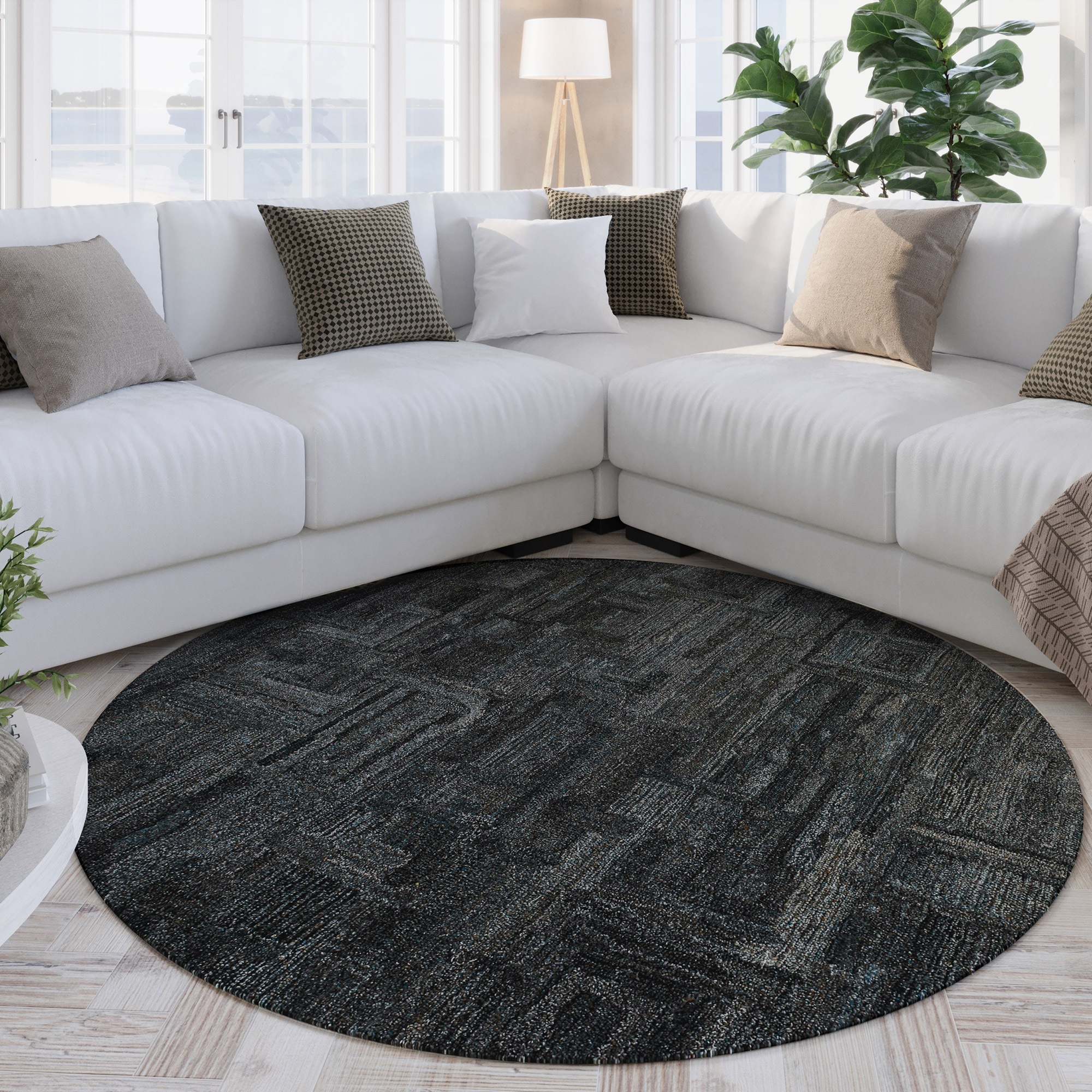 Wecon home Teppich »Hamptons FORTYTWO«, rund, 15 mm Höhe, Kurzflor, Wohnzimmer, Schlafzimmer, elegant, geometrisches Design