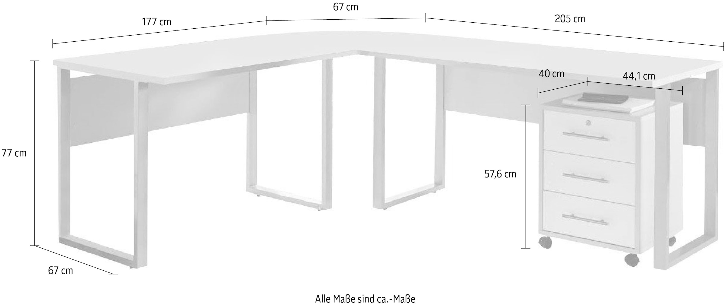 BMG Möbel Büro-Set »Tabor«, (Set, 2 tlg.)